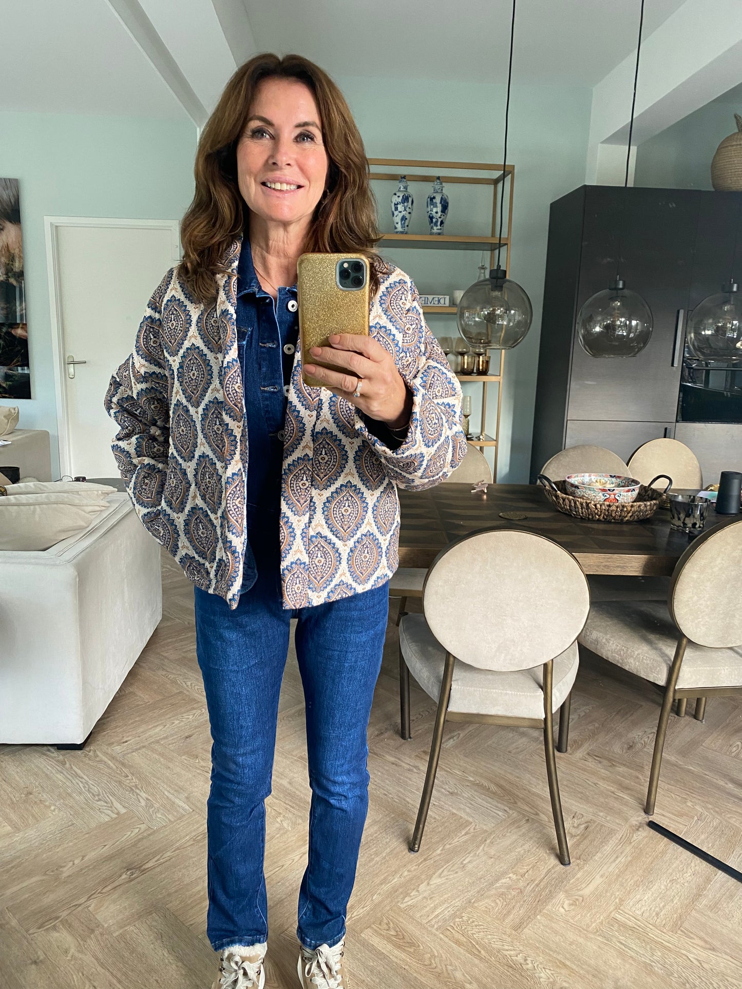 Coat print blue