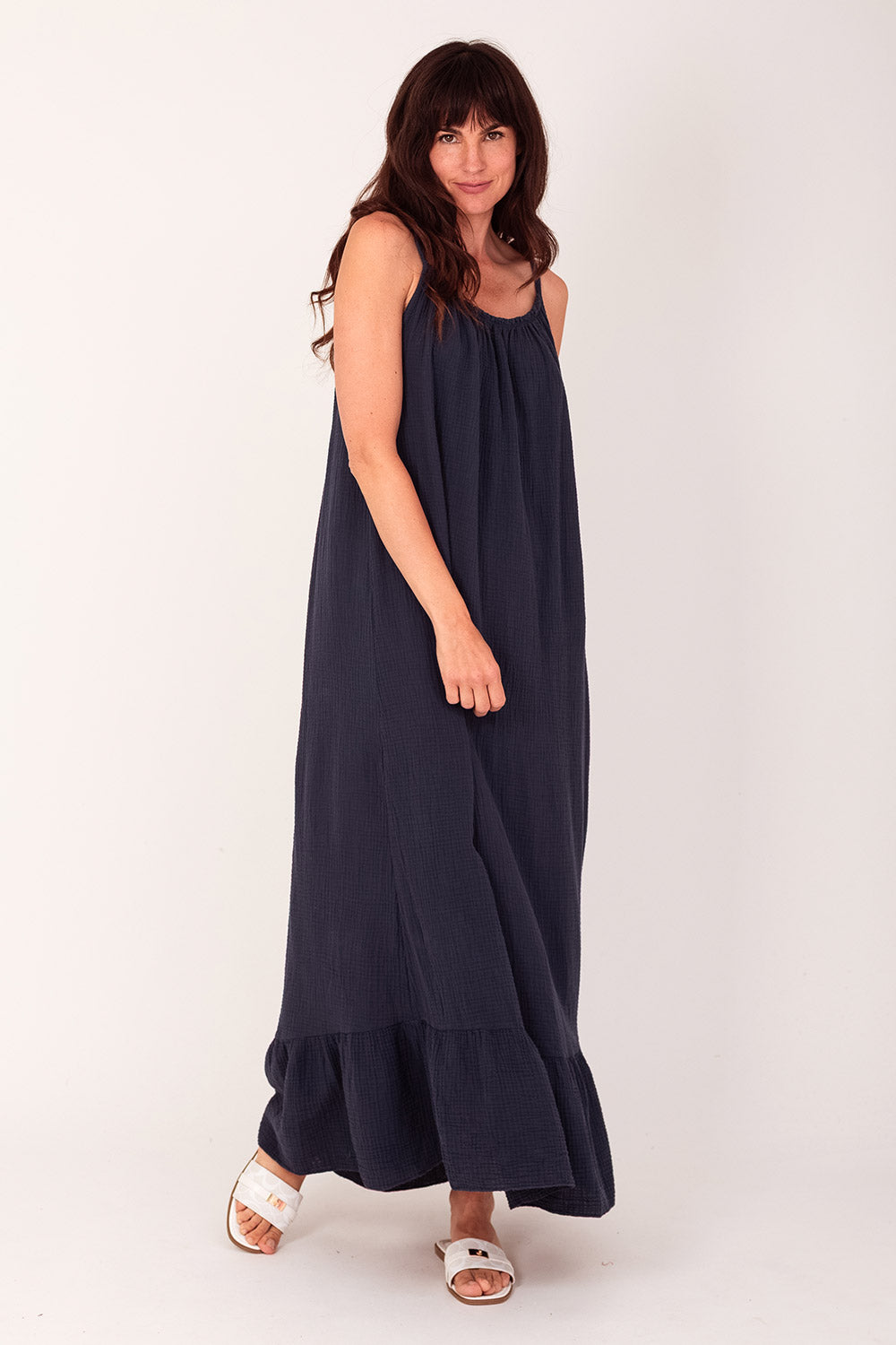 Dress wafel maxi black