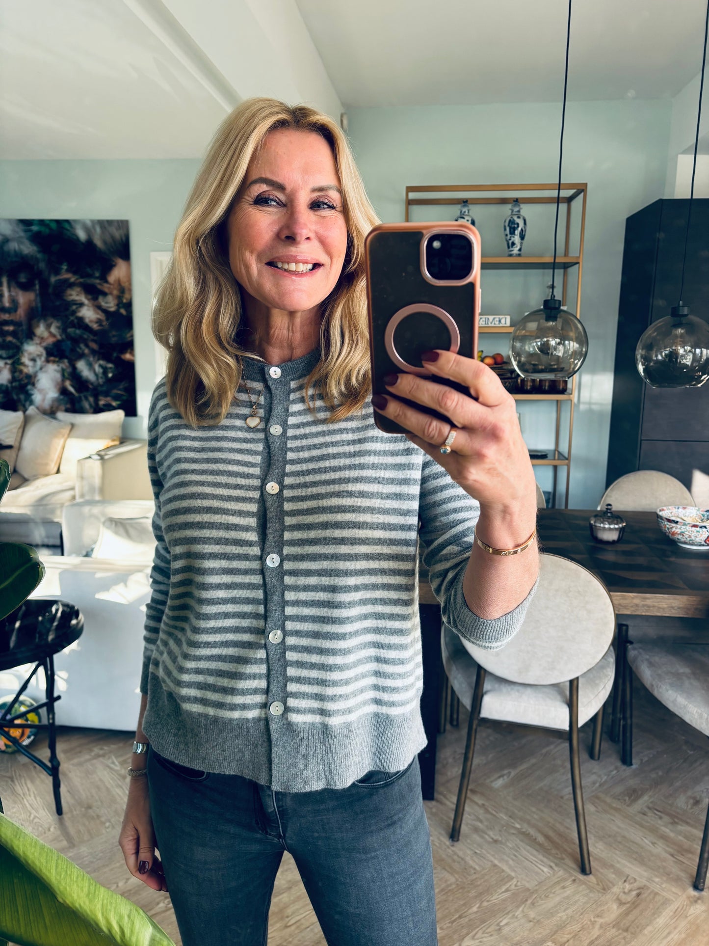 Gestreept vestje grijs