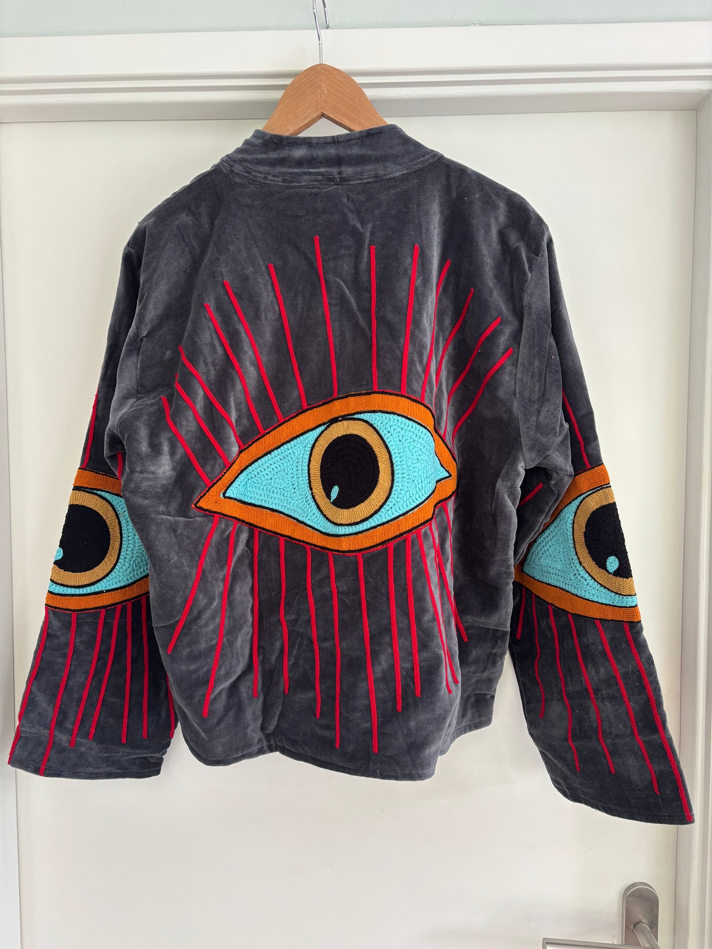 Jasje velvet grijs oog camel