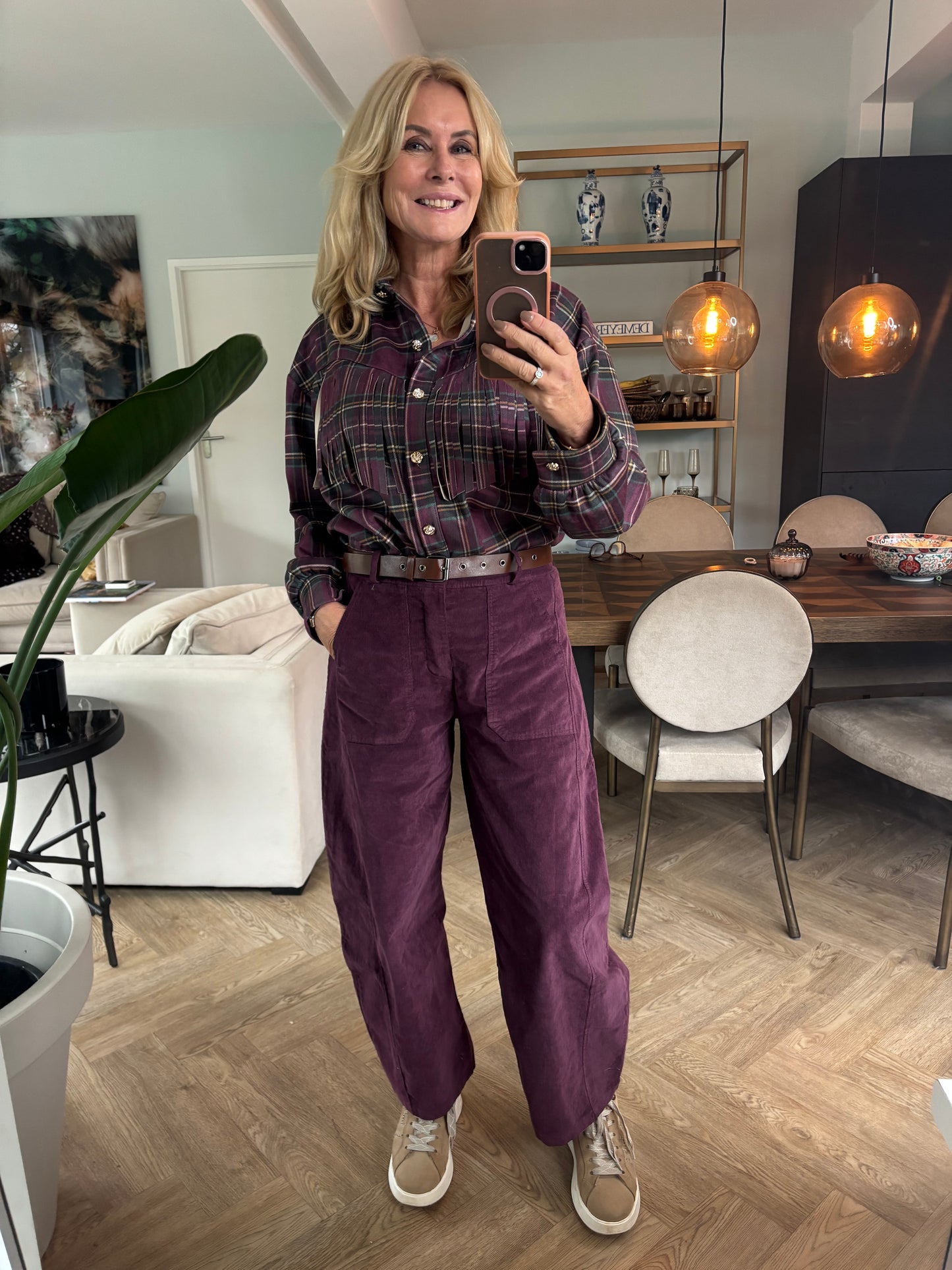 Jasje ruit franje bordeaux