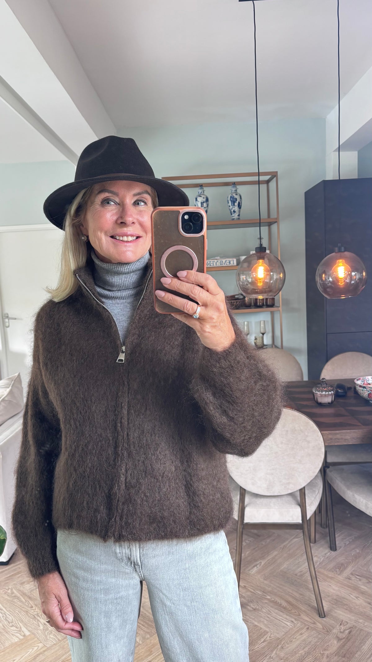 Vest mohair bruin