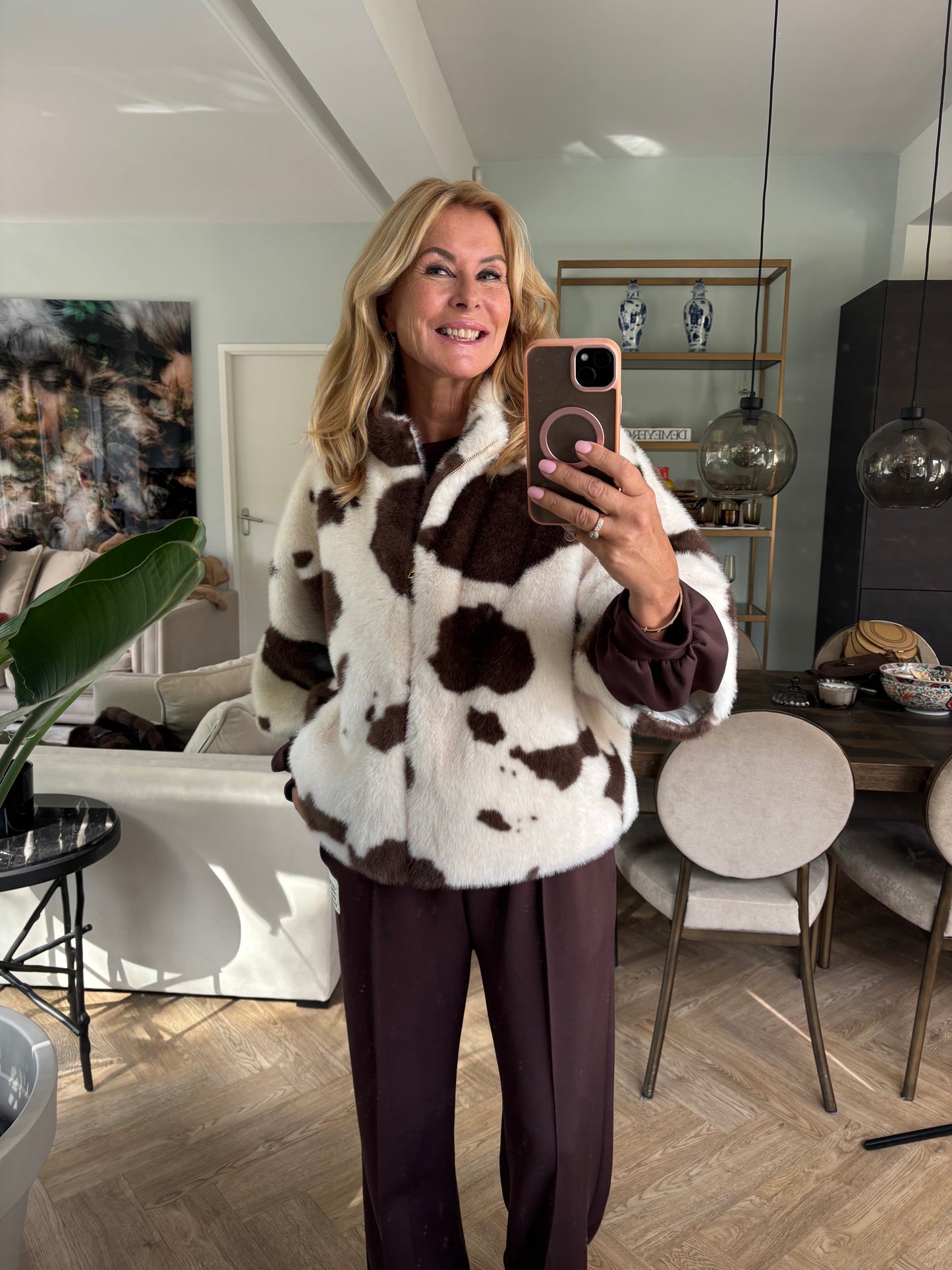 Jas fake fur koeienprint