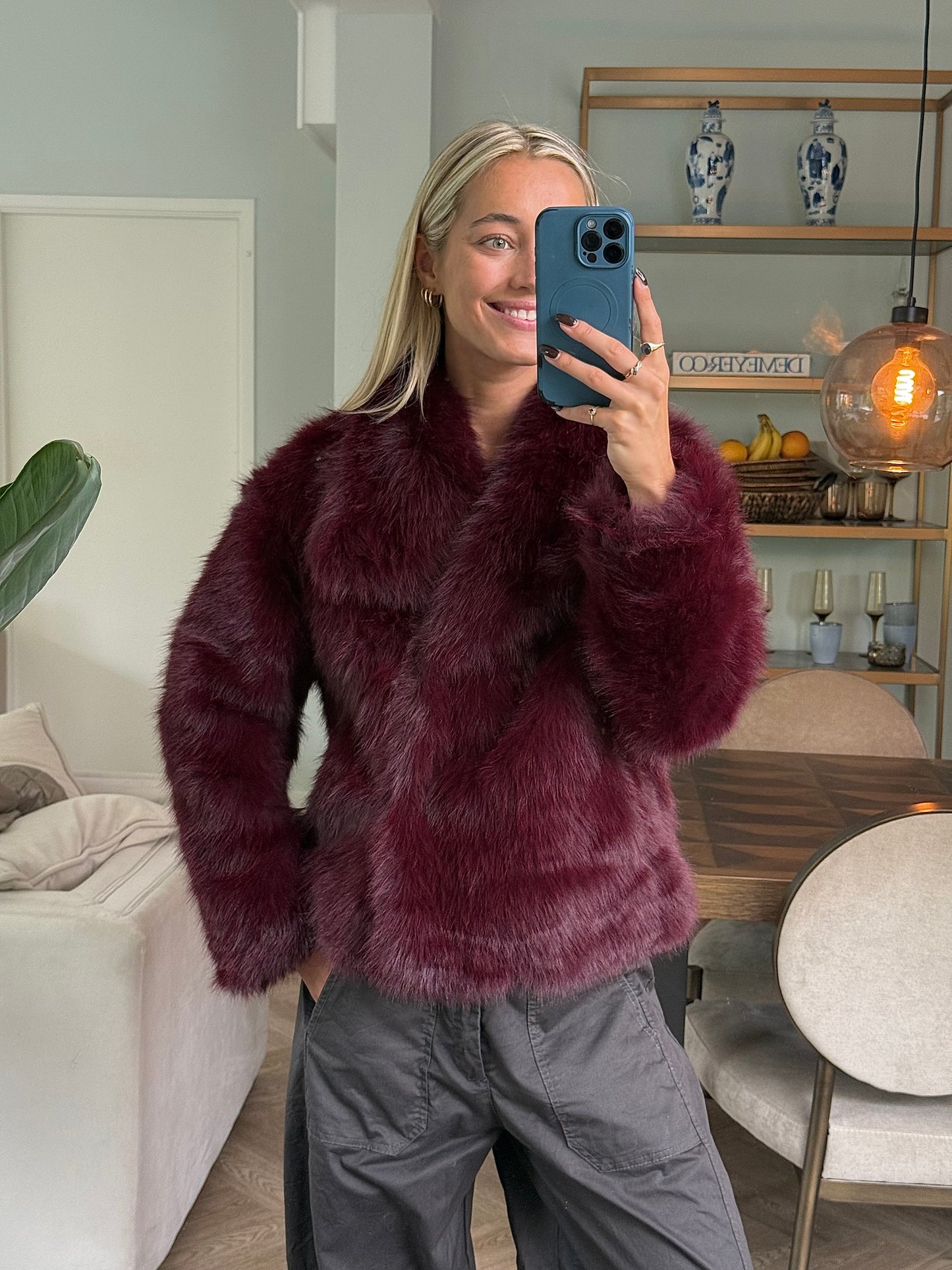 Jas Fake Fur bordeaux