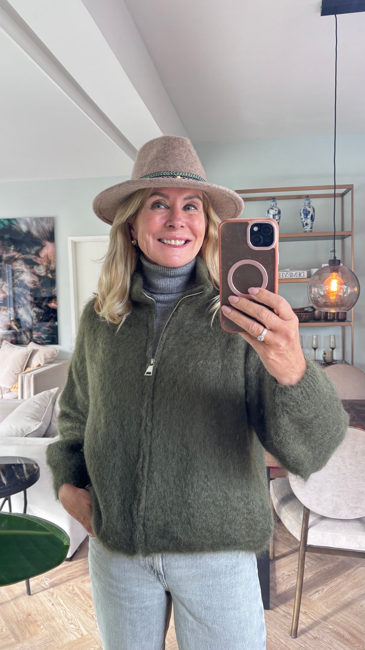 Mohair vest khaki