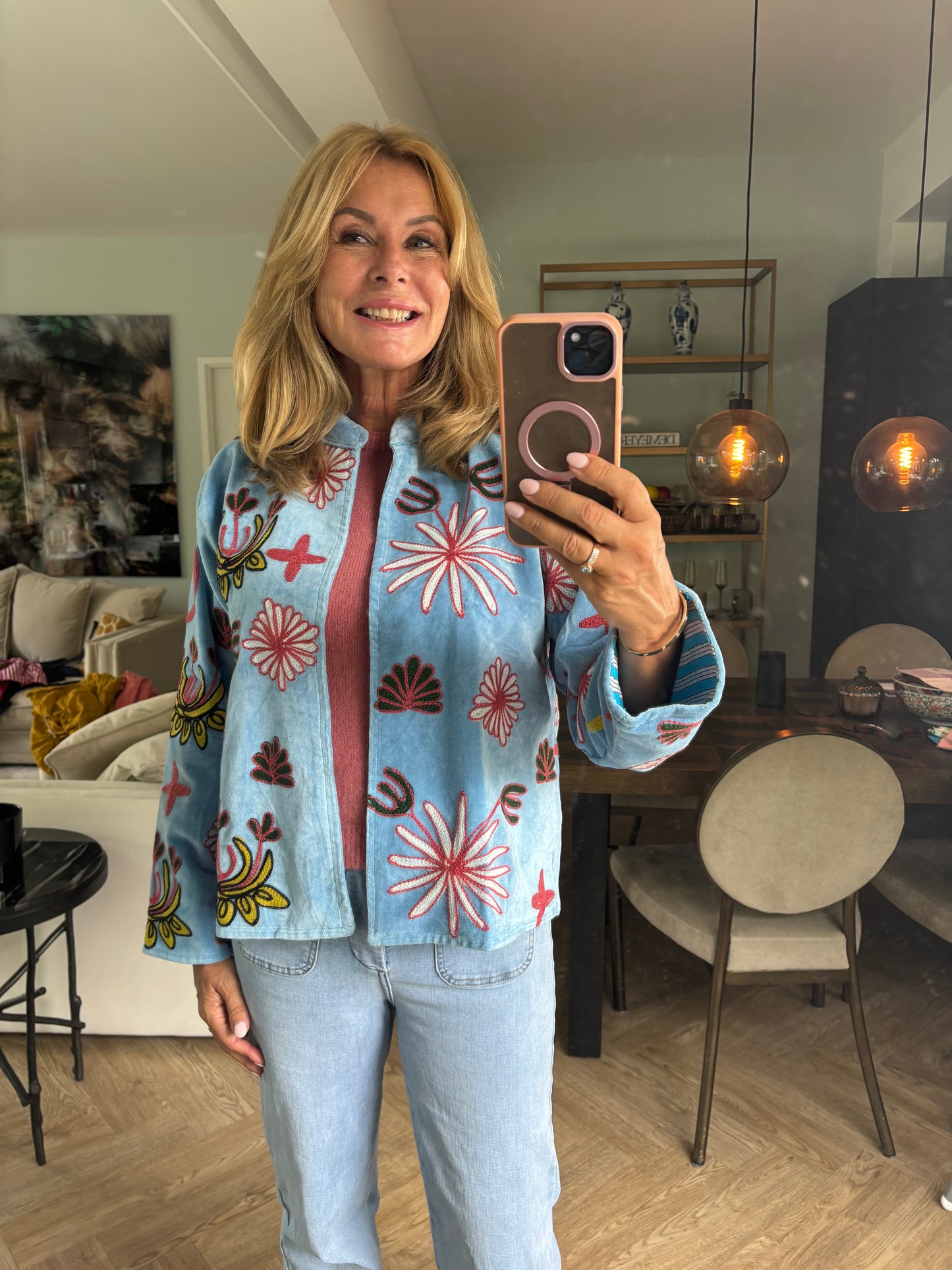 Jas velvet tiger light blue