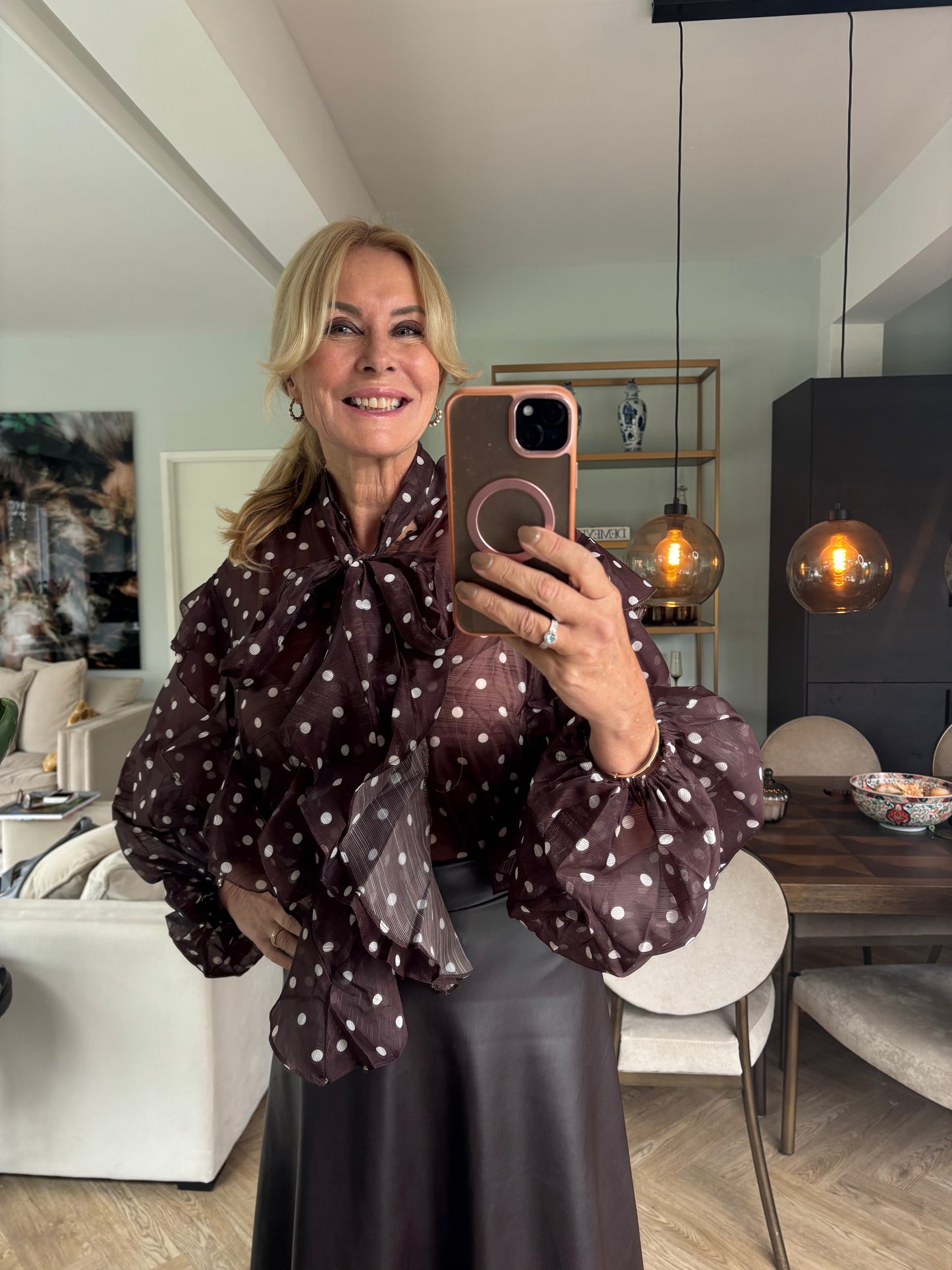 Party blouse bruin stip