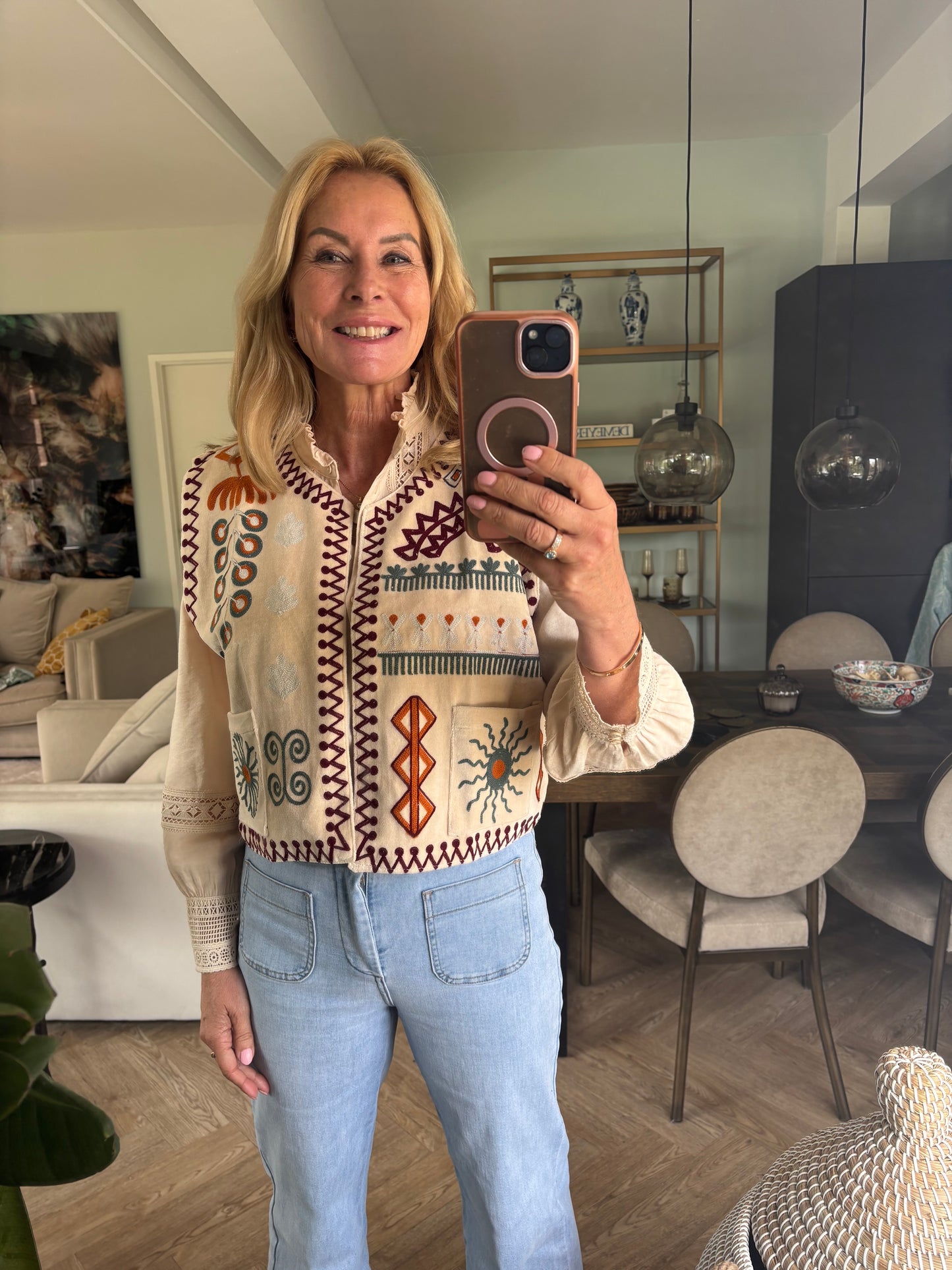 Gilet print ecru