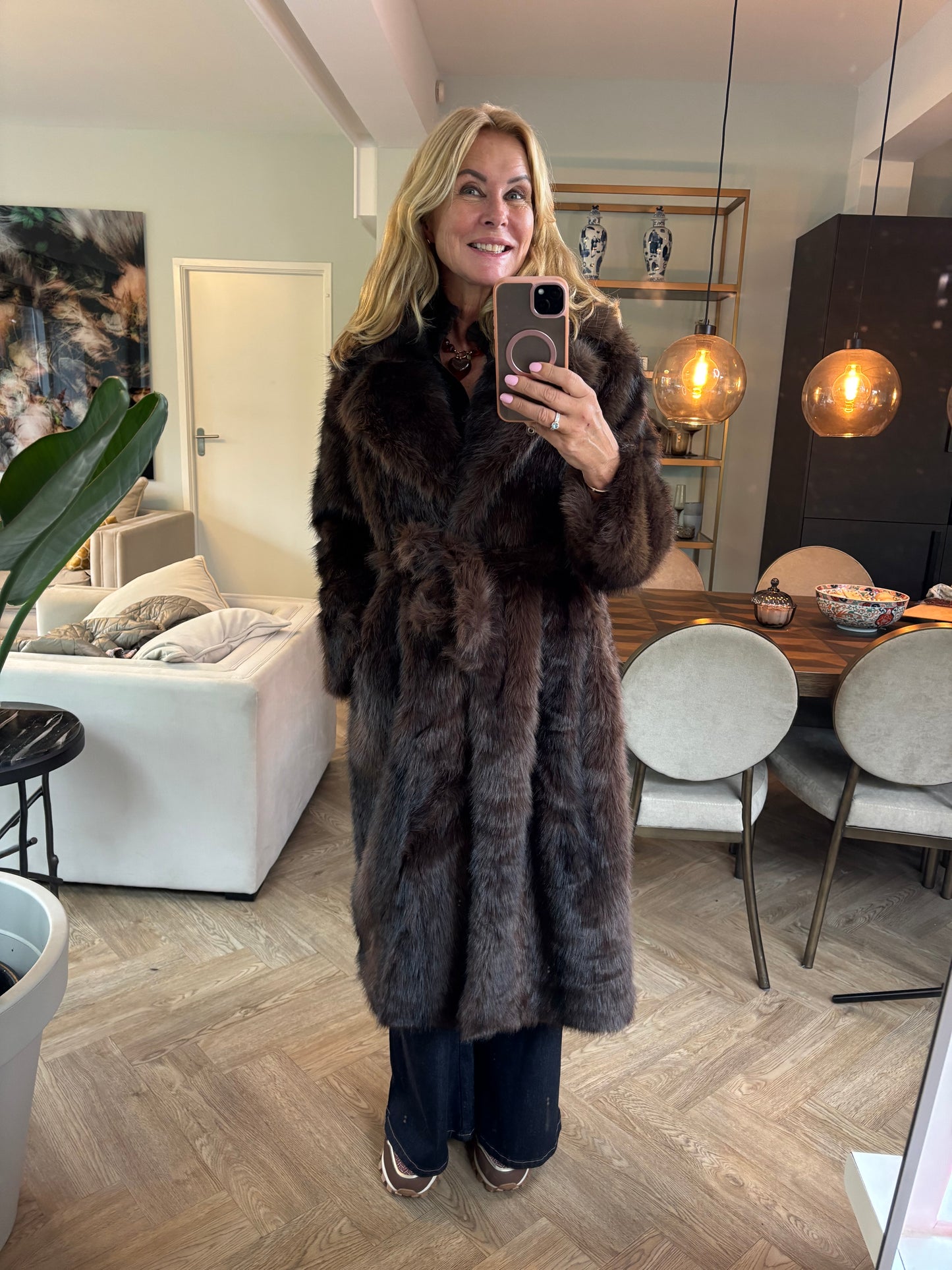 Fake fur bontjas lang