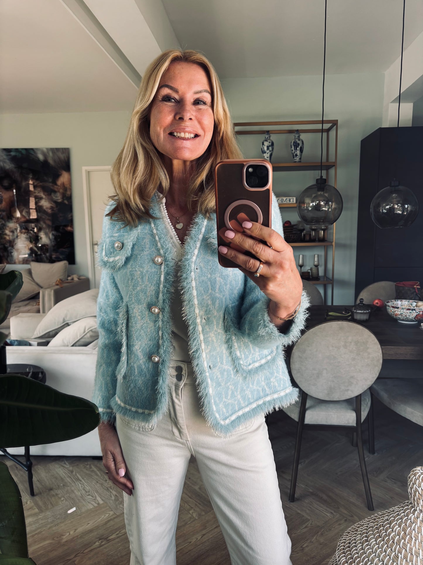 Jasje lichtblauw parelknoop