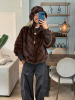 Hoedje Fake Fur Bruin streep