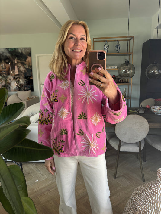 Jasje velvet roze panter