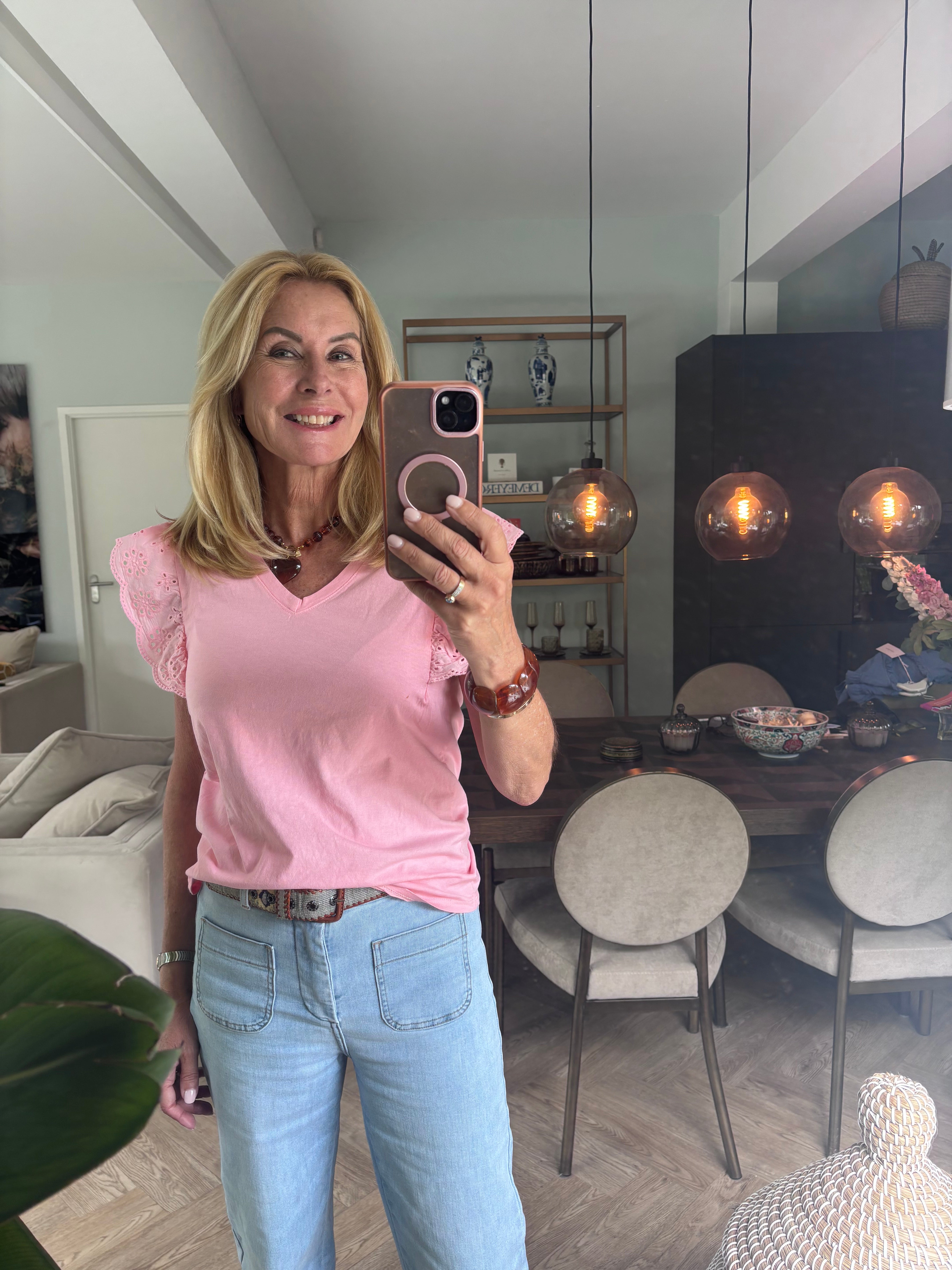 Tshirt roze roesel