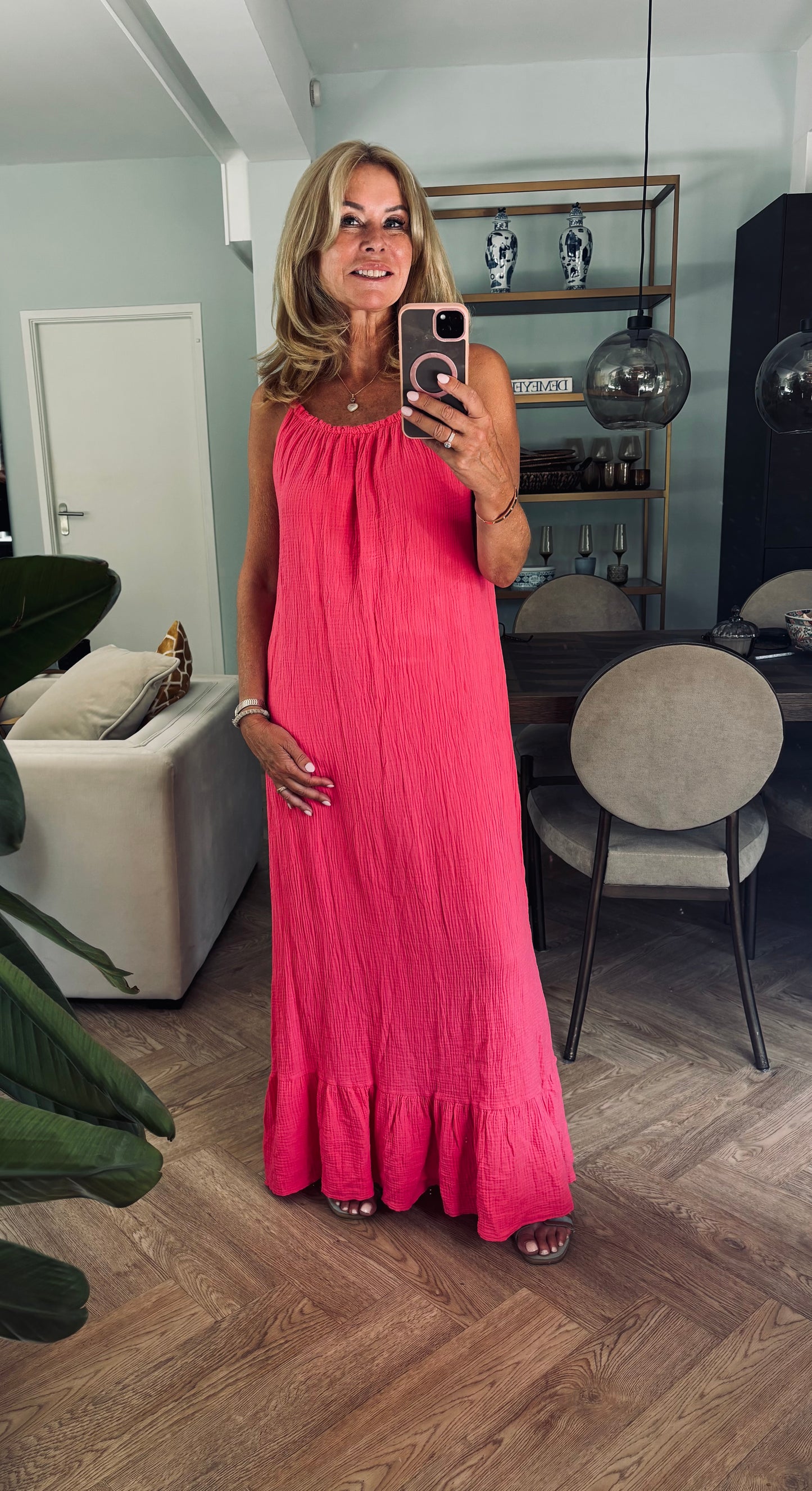 Dress wafel fuchsia