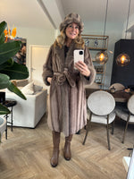 Fake fur coat long taupe