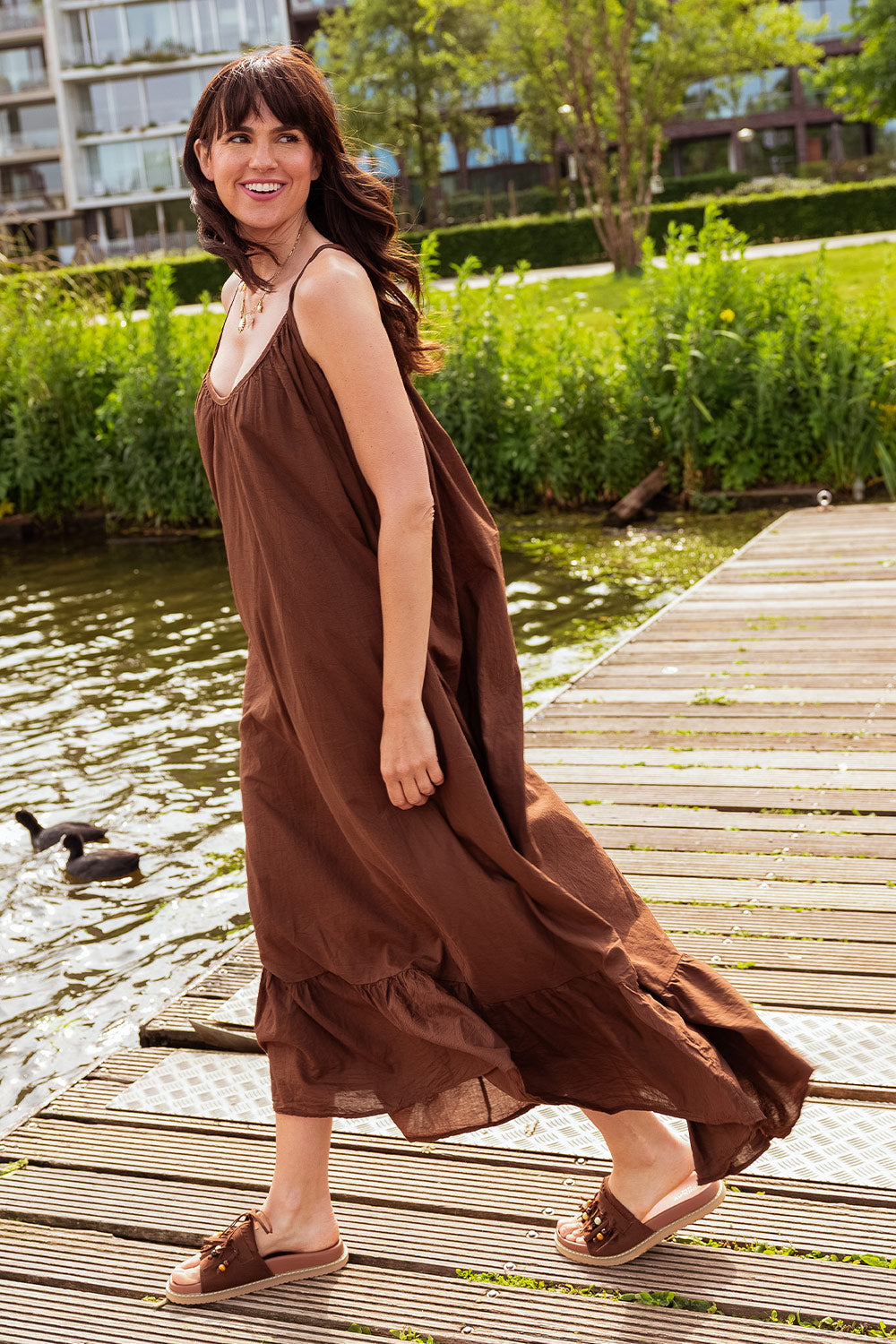 Jurk maxi bruin