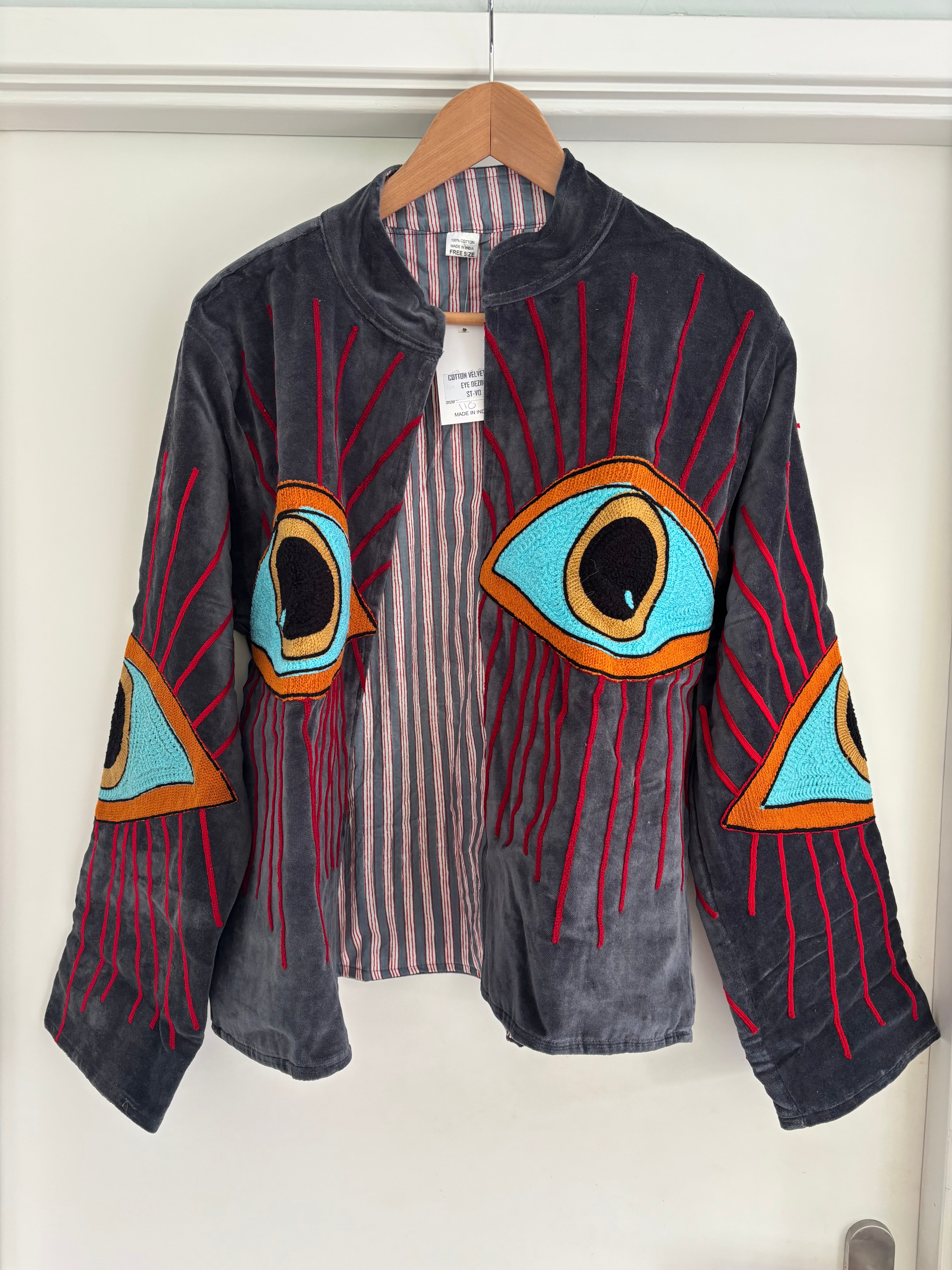 Jasje velvet grijs oog camel