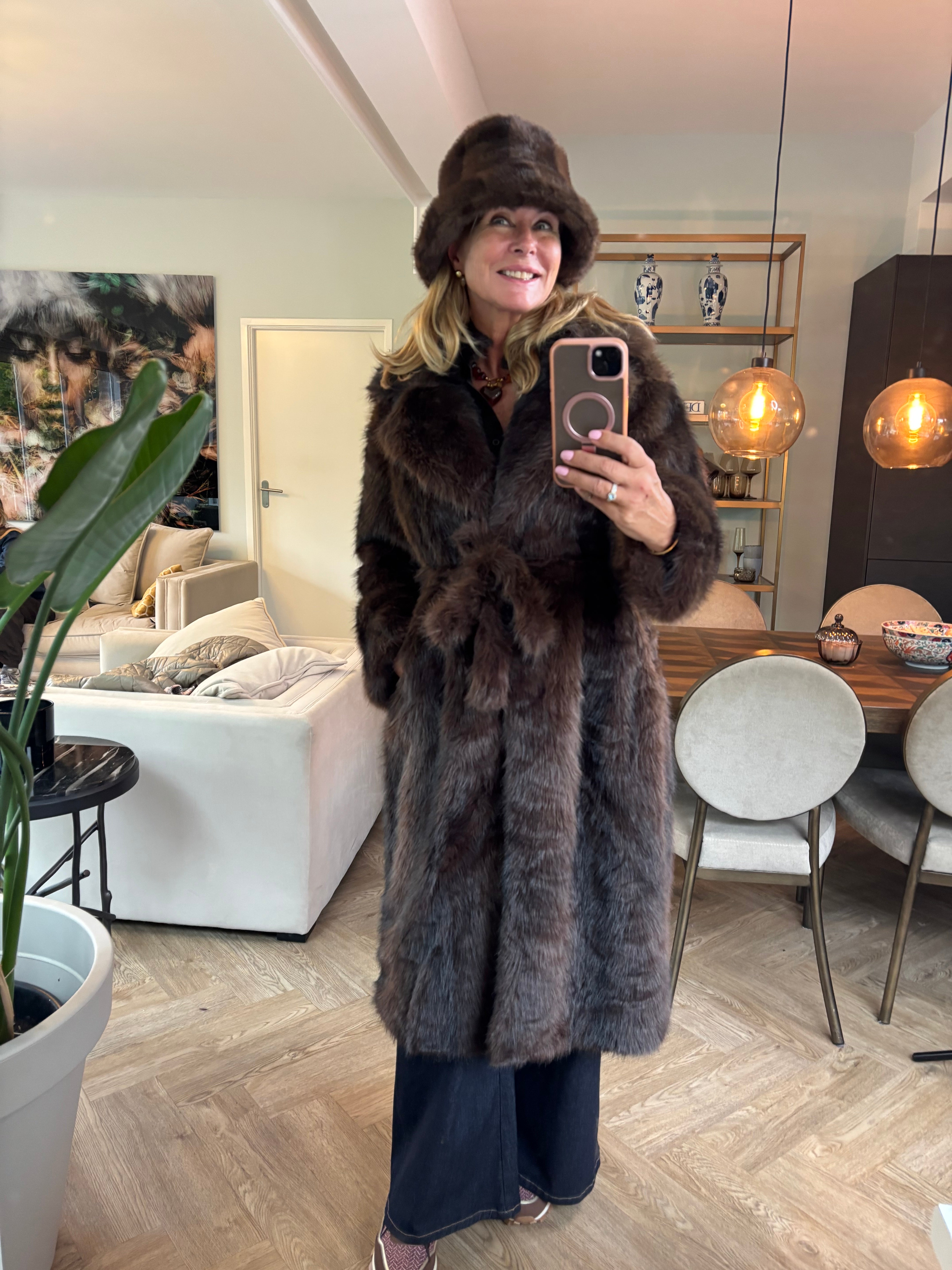 Fake fur bontjas lang