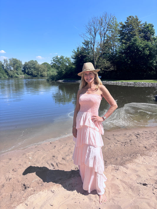 Strapless jurk licht roze
