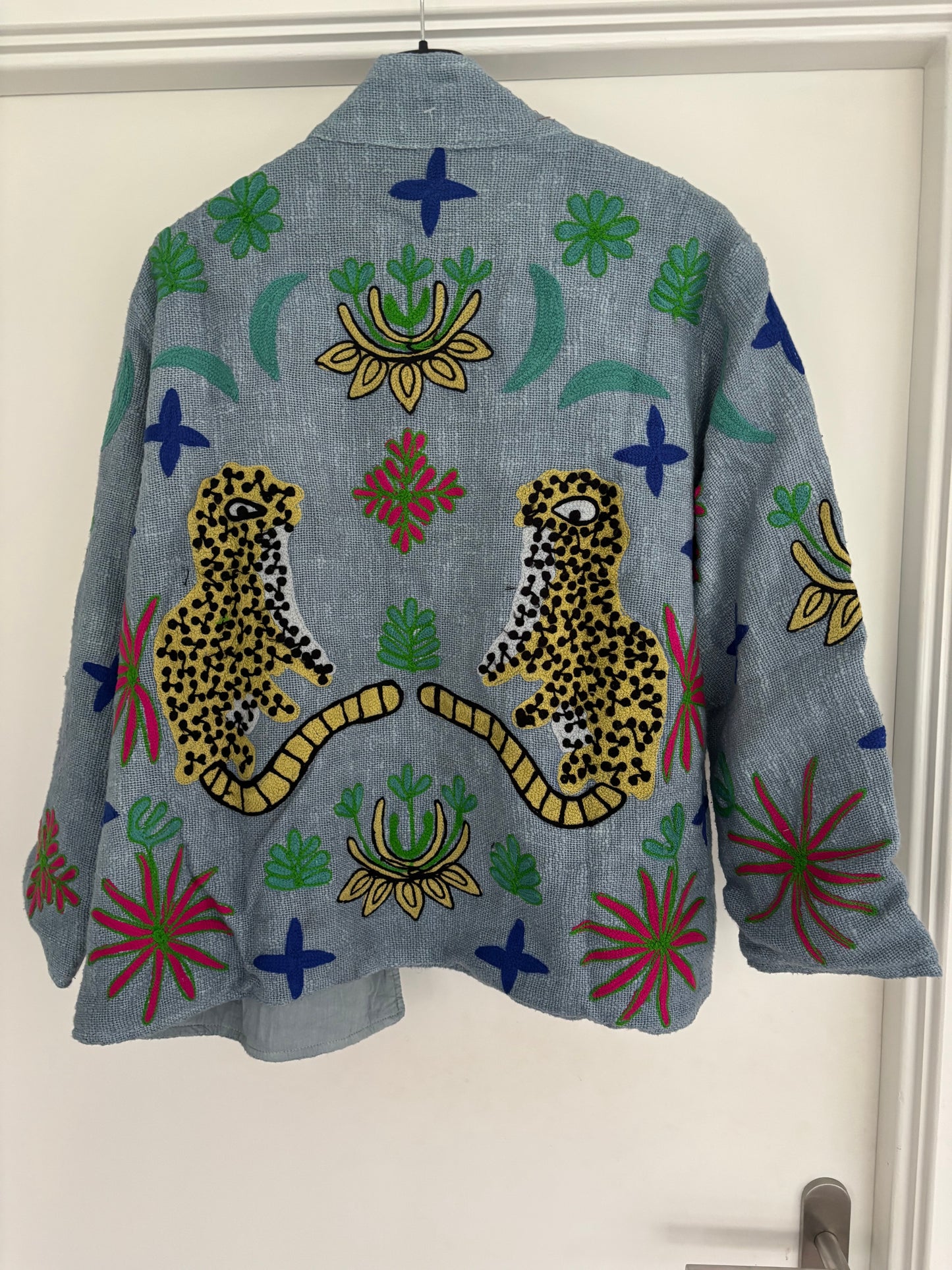 Jasje lichtblauw katoen panter