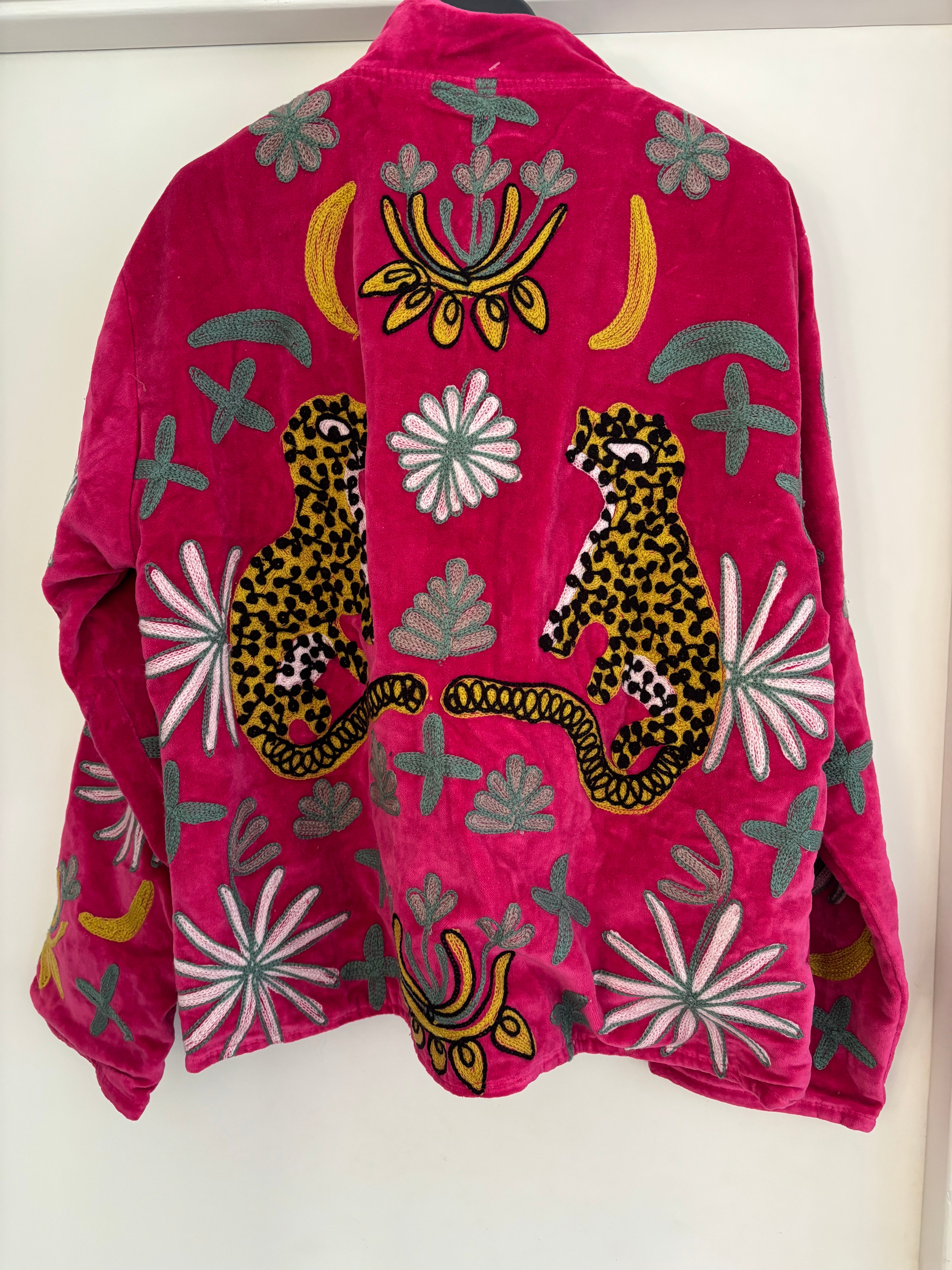 Coat velvet tiger fuchsia