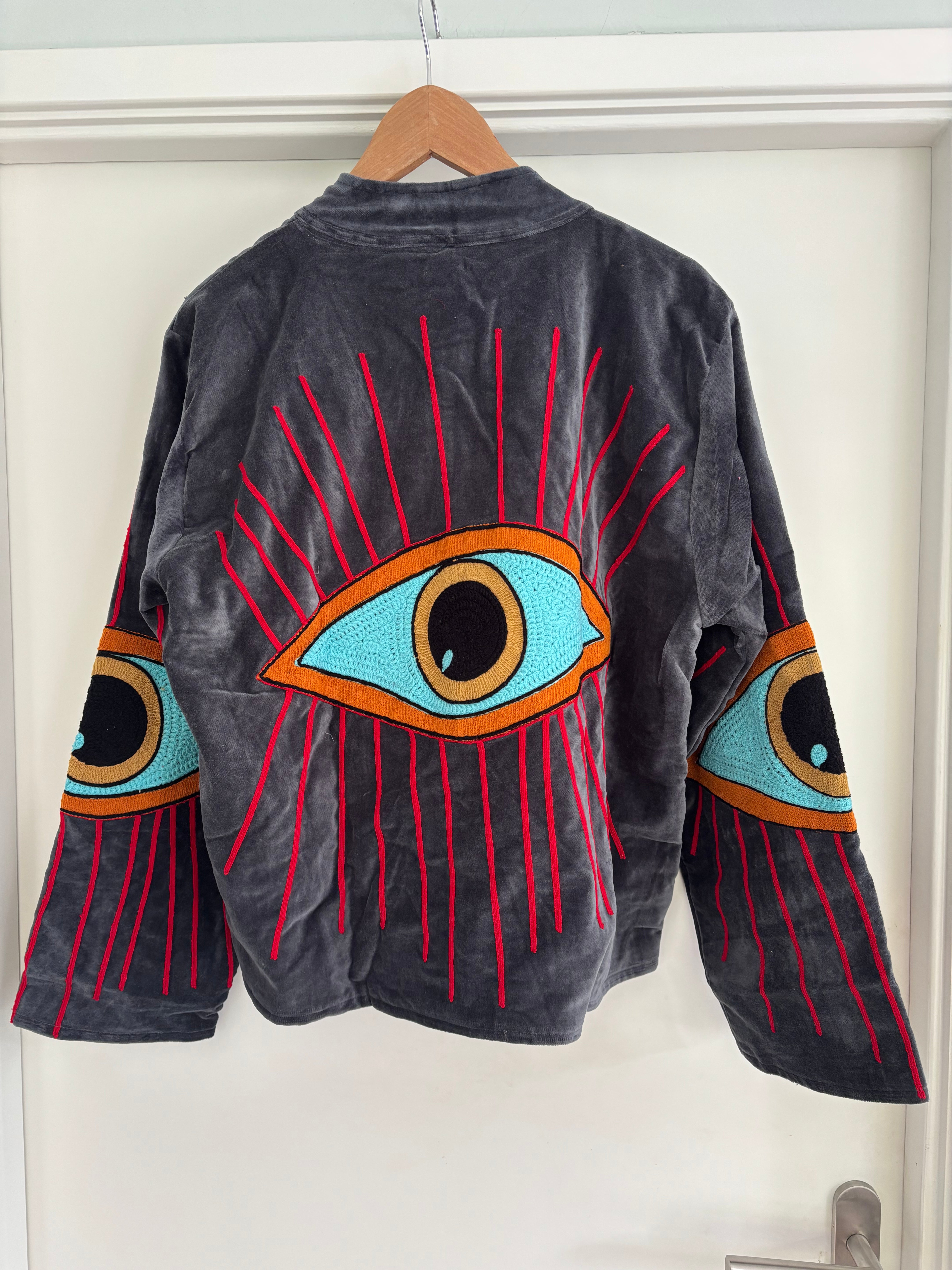 Jasje velvet grijs oog camel