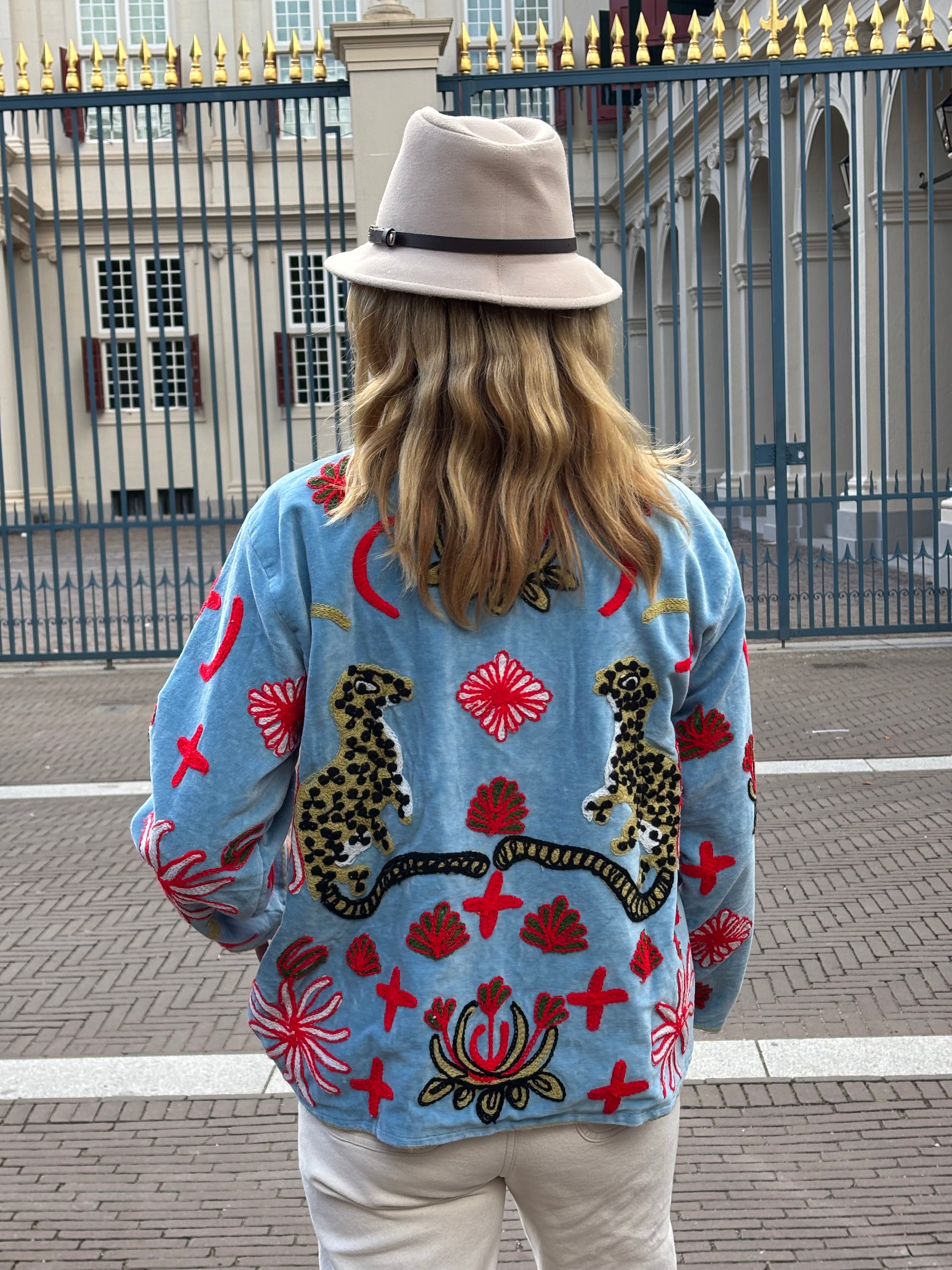 Jasje velvet light blue red