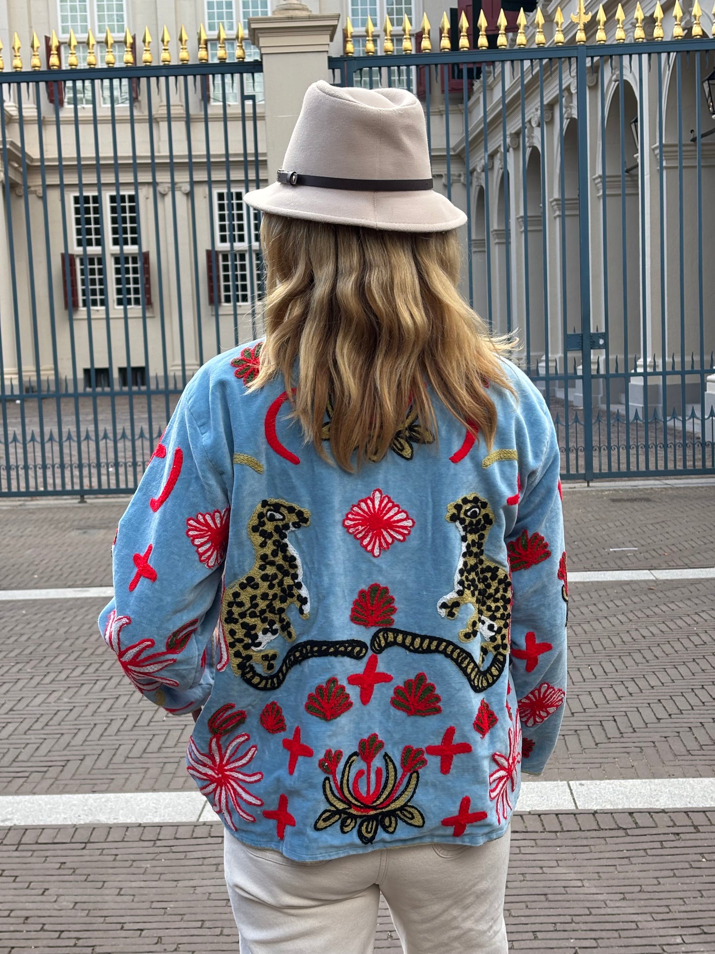 Jasje velvet light blue red