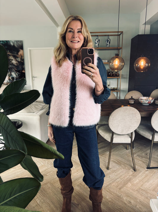 Bodywarmer fluffy licht roze