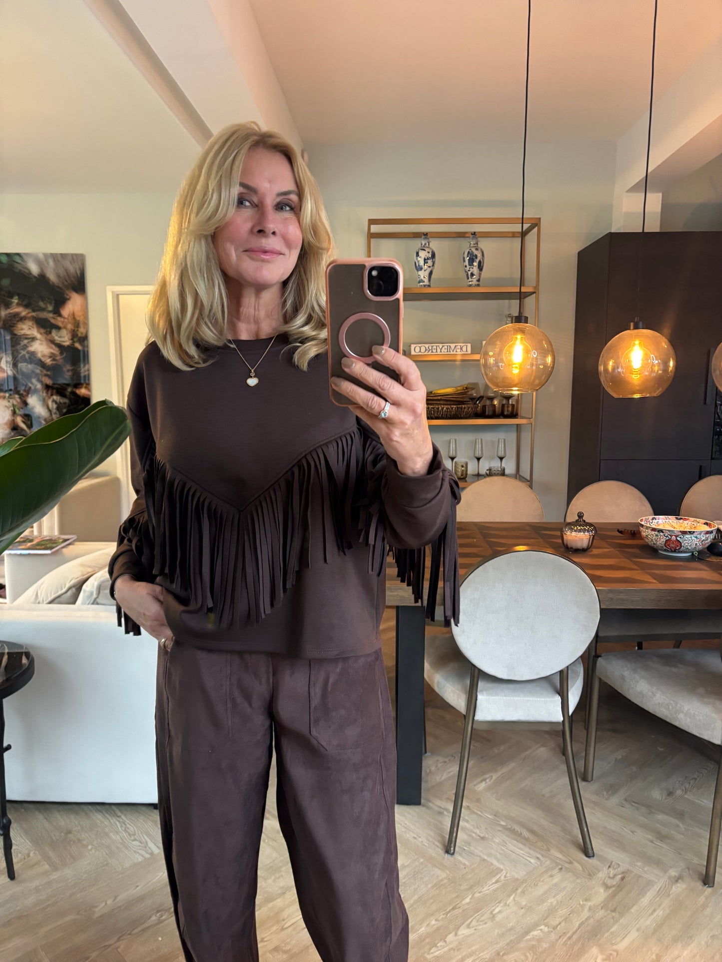 Sweater franje chocolade