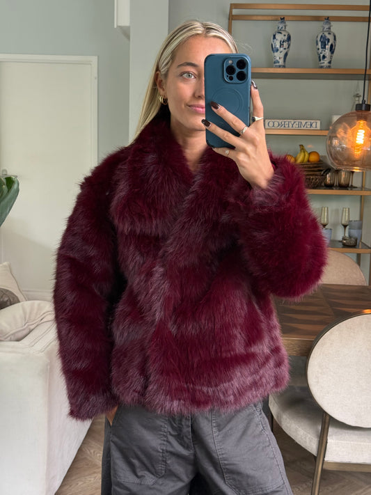 Jas Fake Fur bordeaux