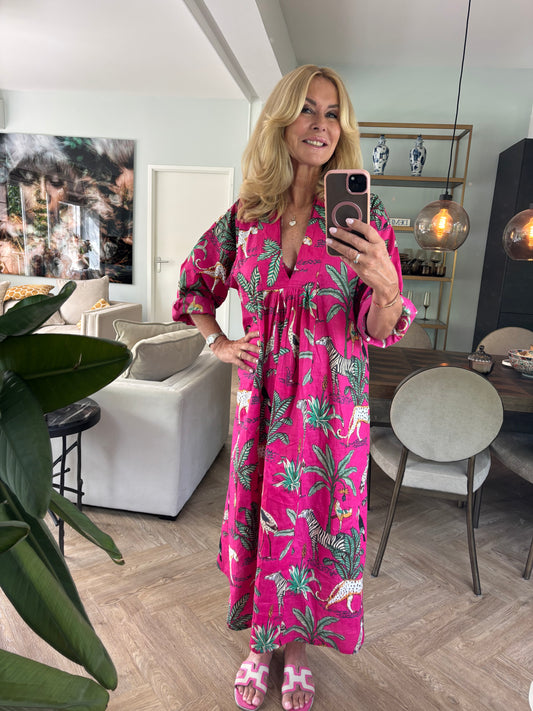 Dress fuchsia animal