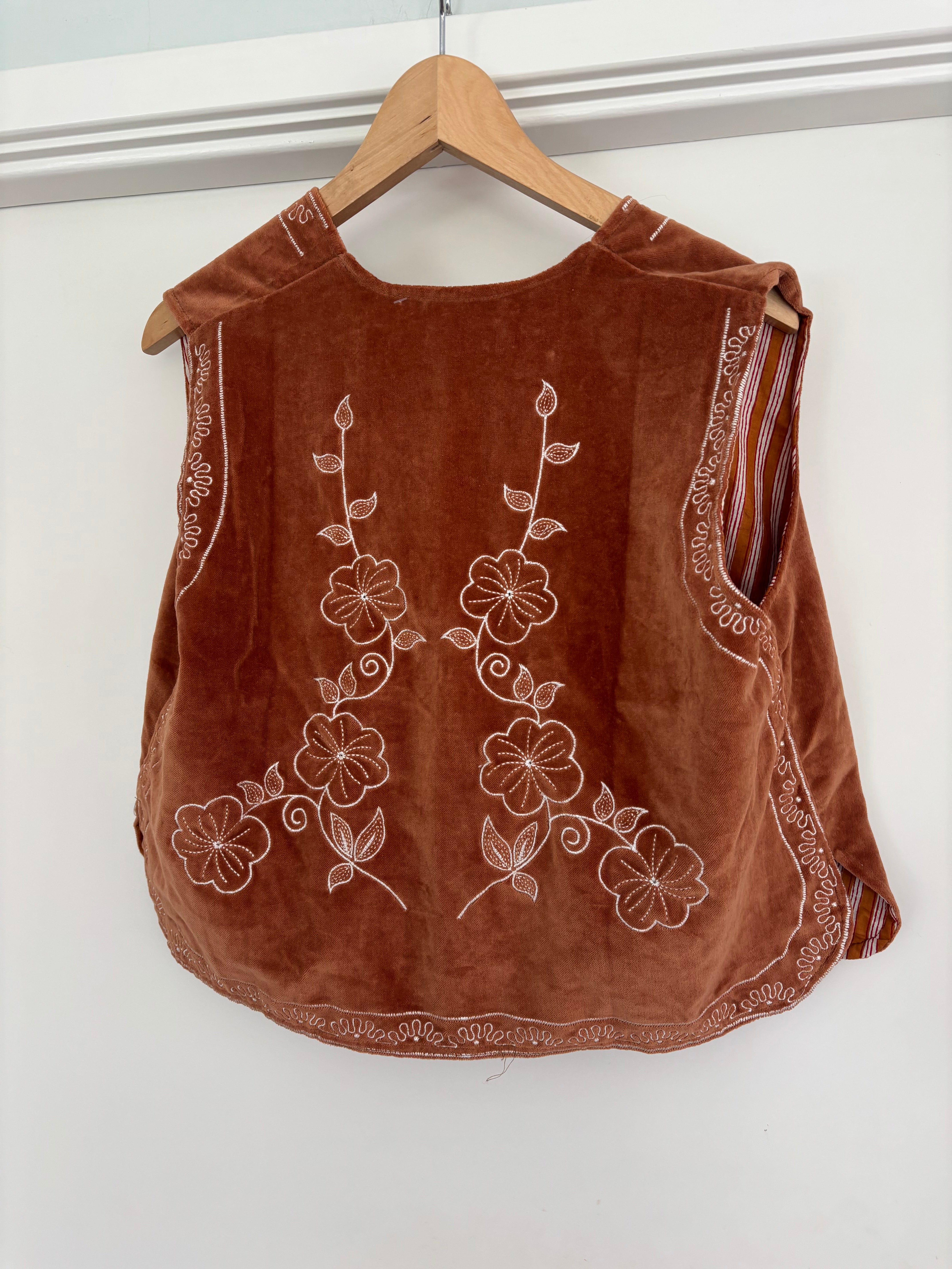 Gilet fluweel cognac