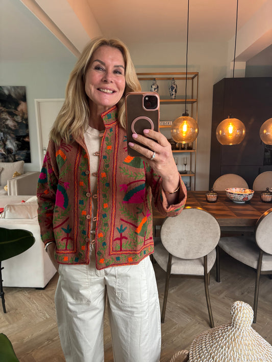 Jasje geborduurd brique