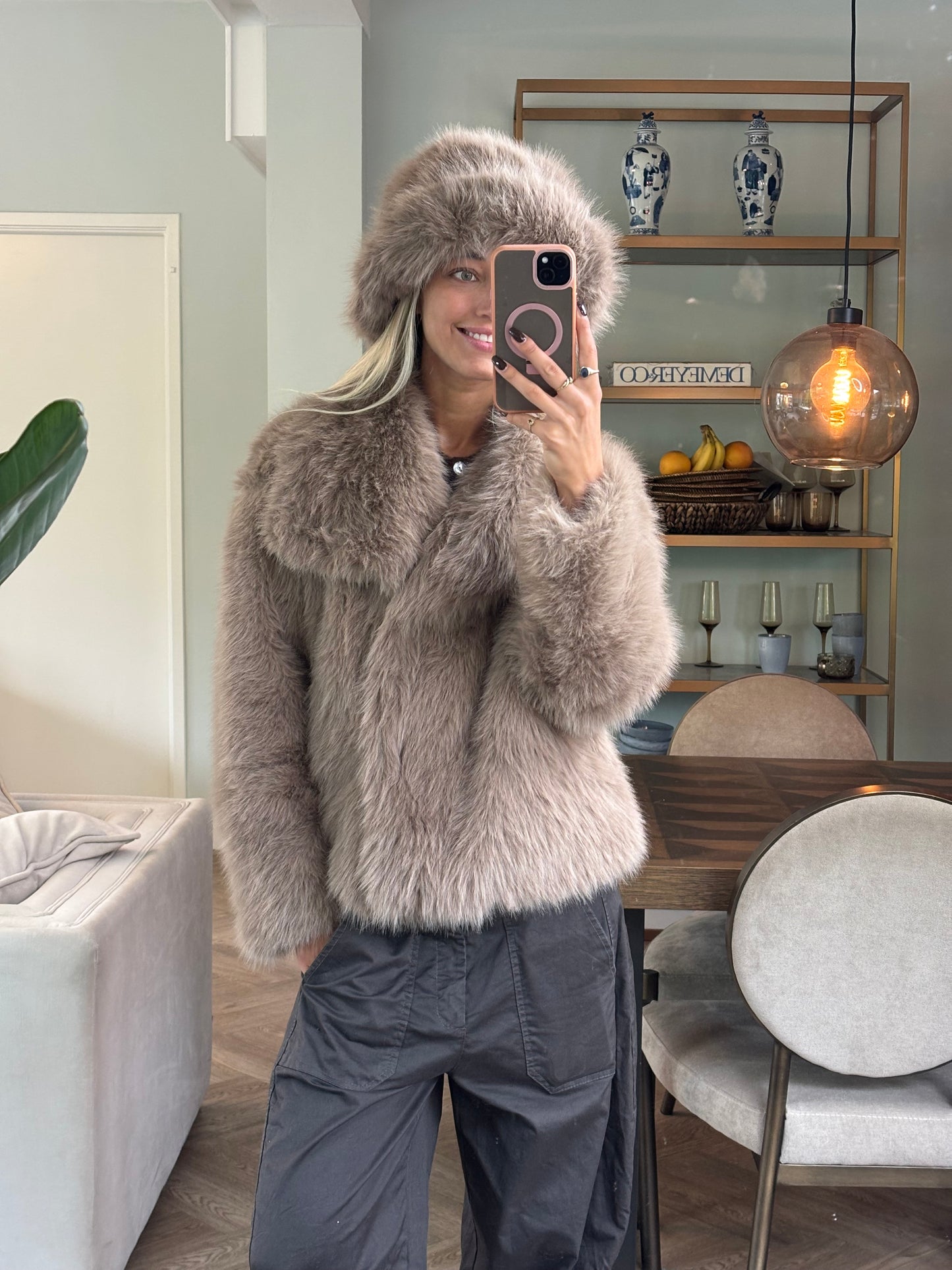 Jas Fake Fur Taupe bella