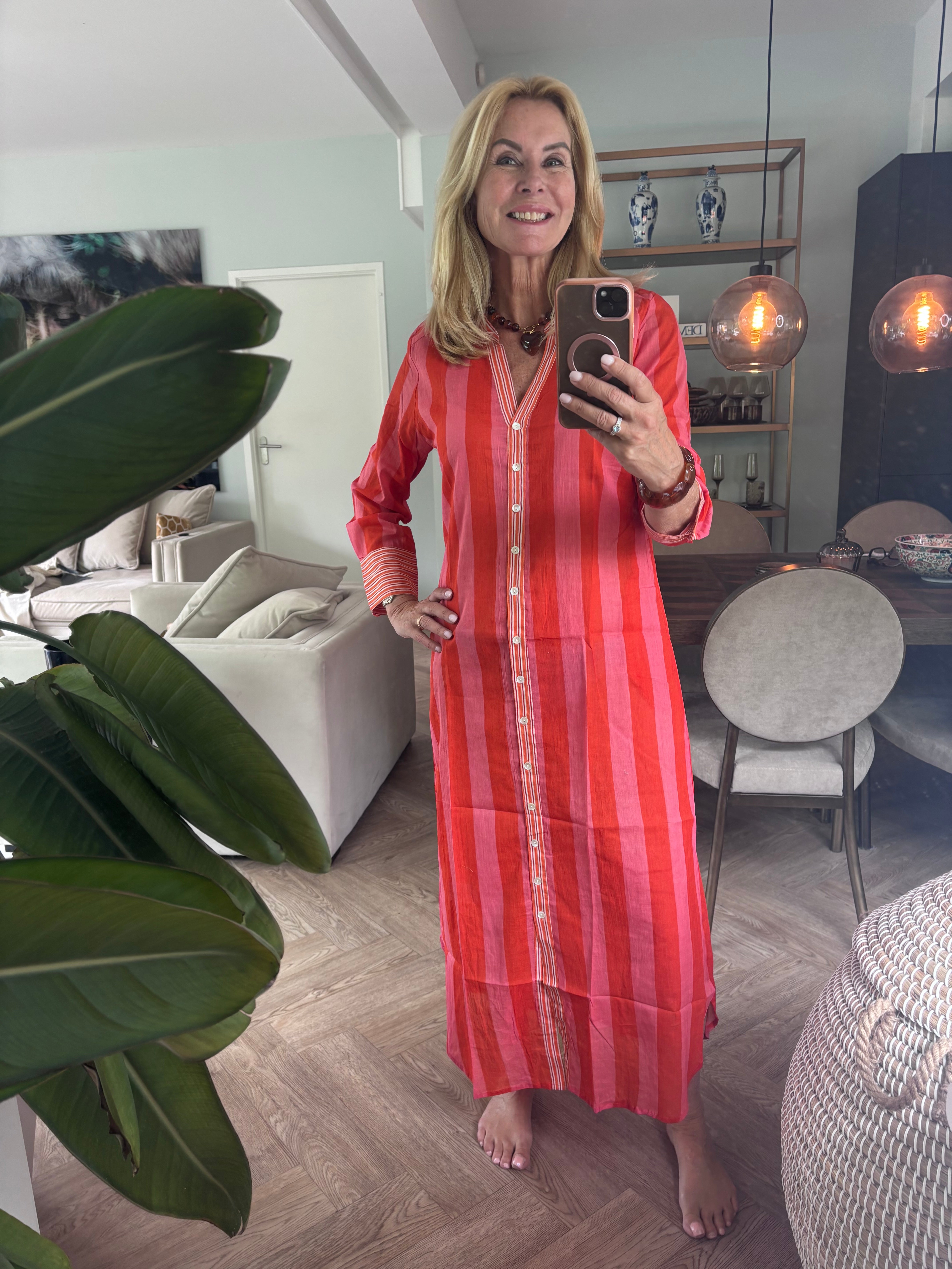 Tuniek jurk streep rood