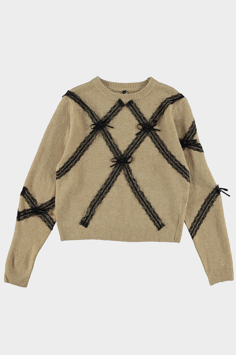 Knit lace camel