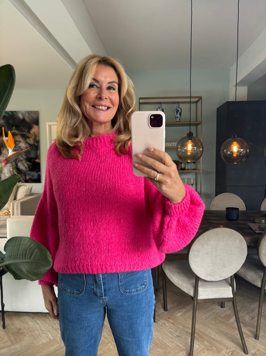 Knit sweater fuchsia