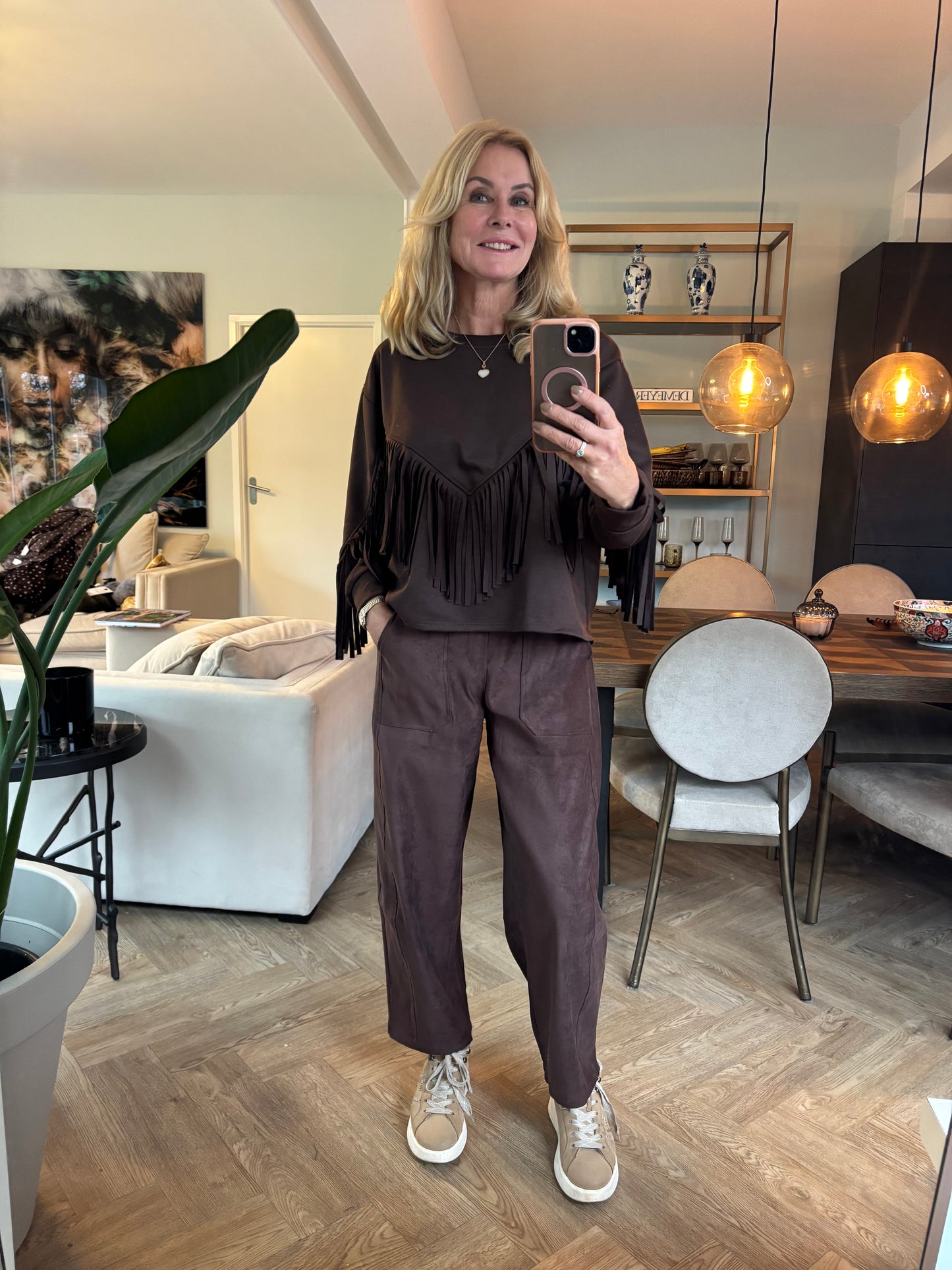 Sweater franje chocolade