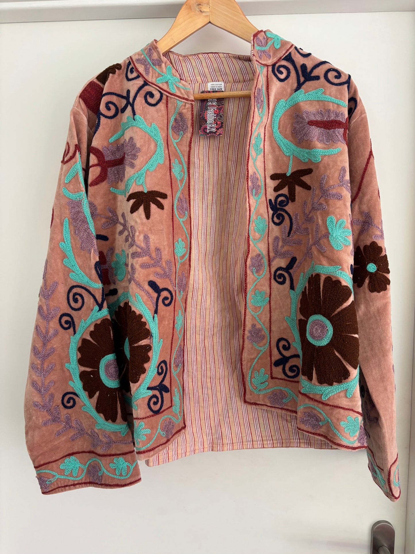 Jasje velvet bloem oud roze