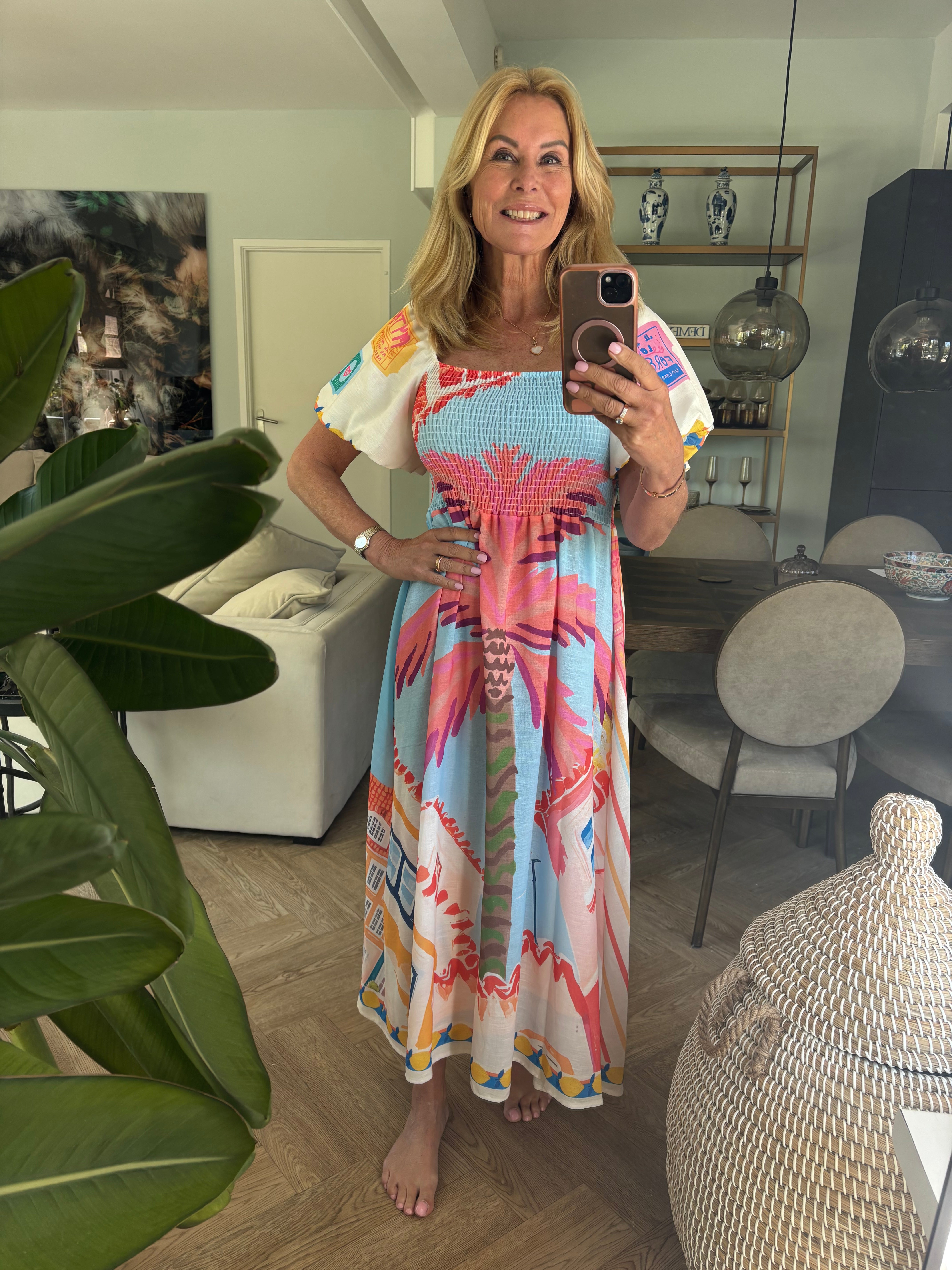 Jurk print palmboom
