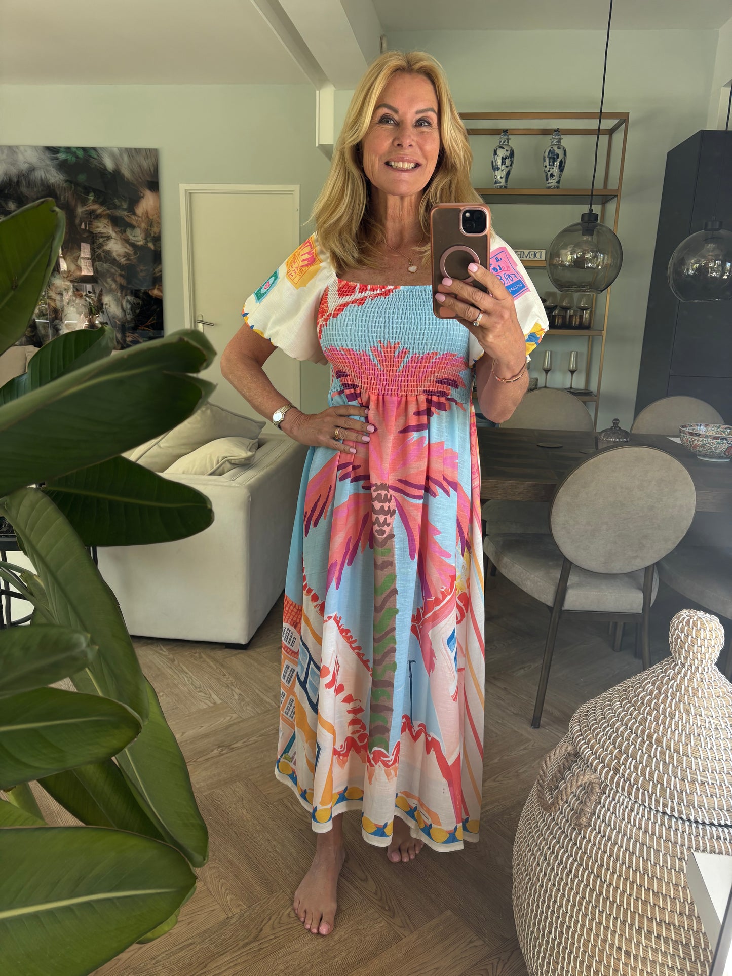 Jurk print palmboom