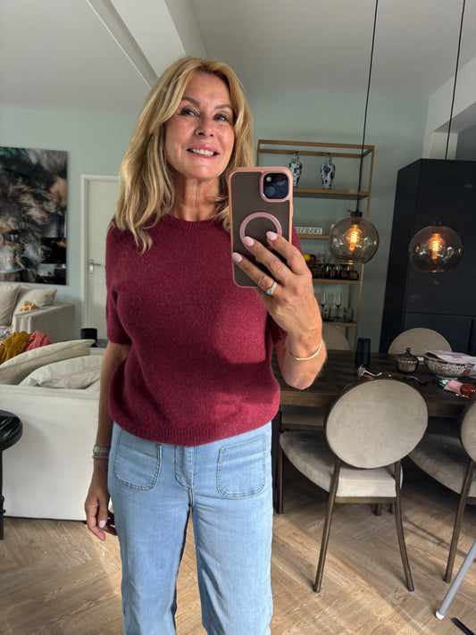Knit bordeaux short sleeve