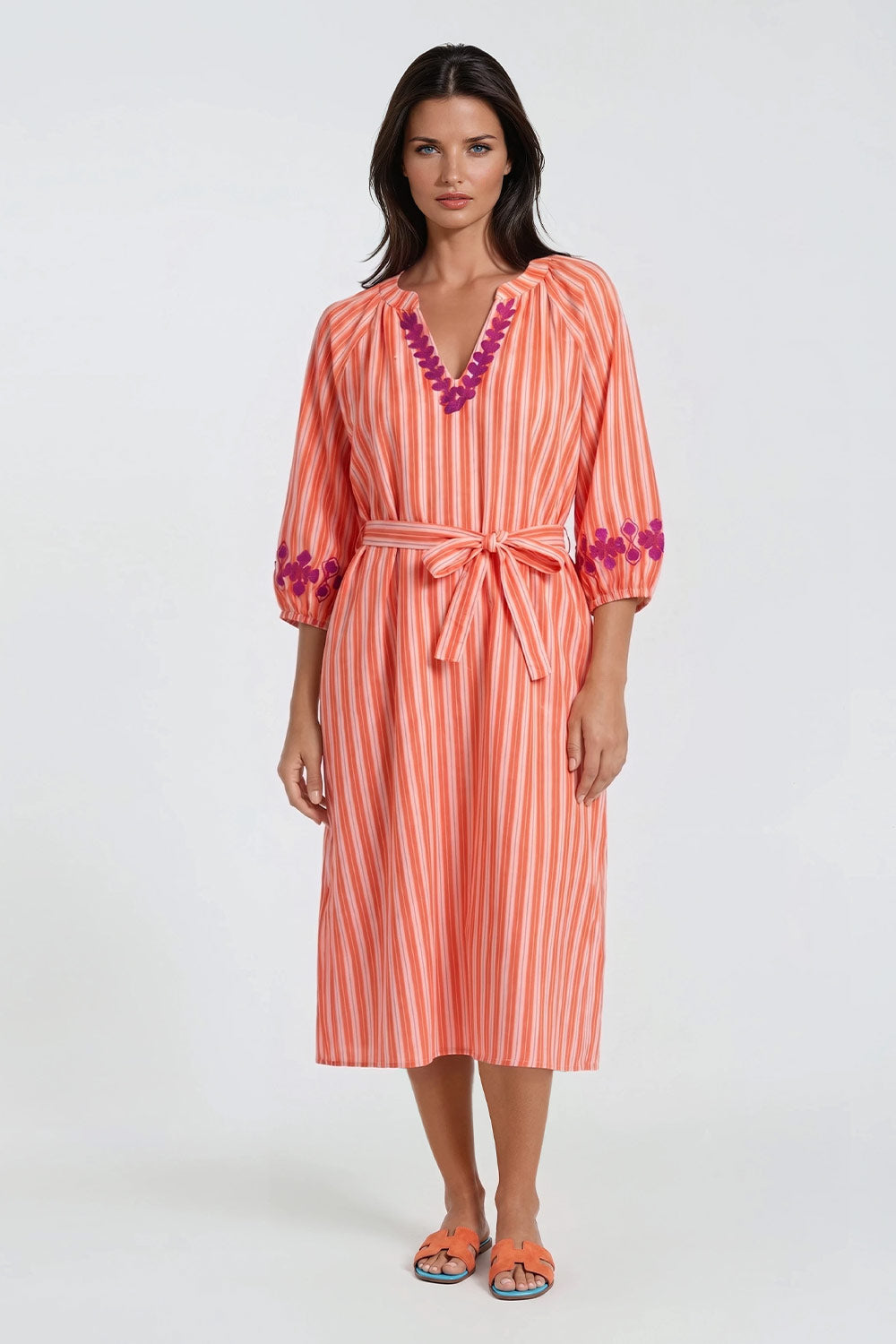 Jurk streep oranje