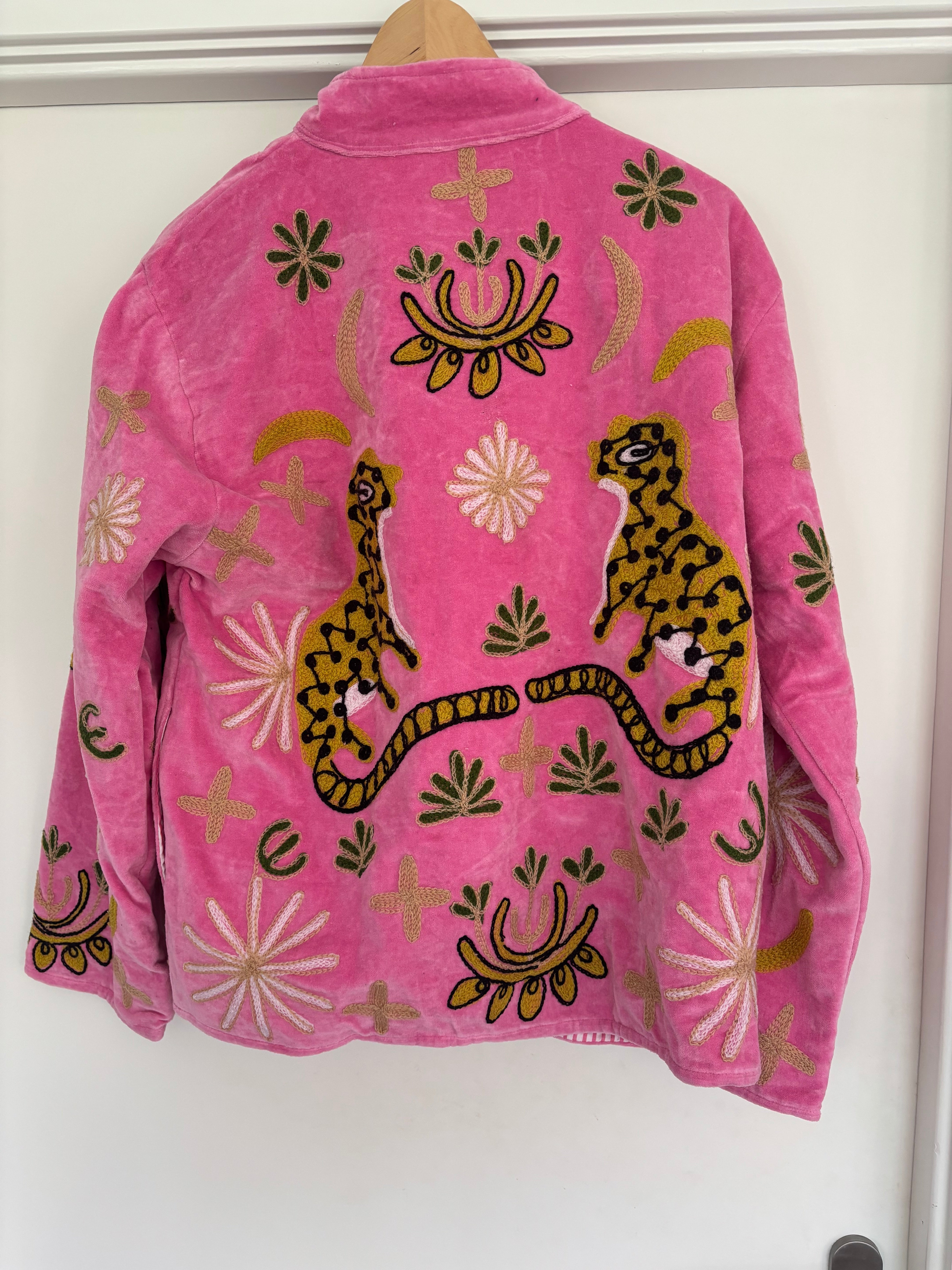 Jasje fluweel roze panter