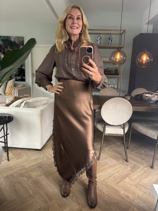Blouse kant choco