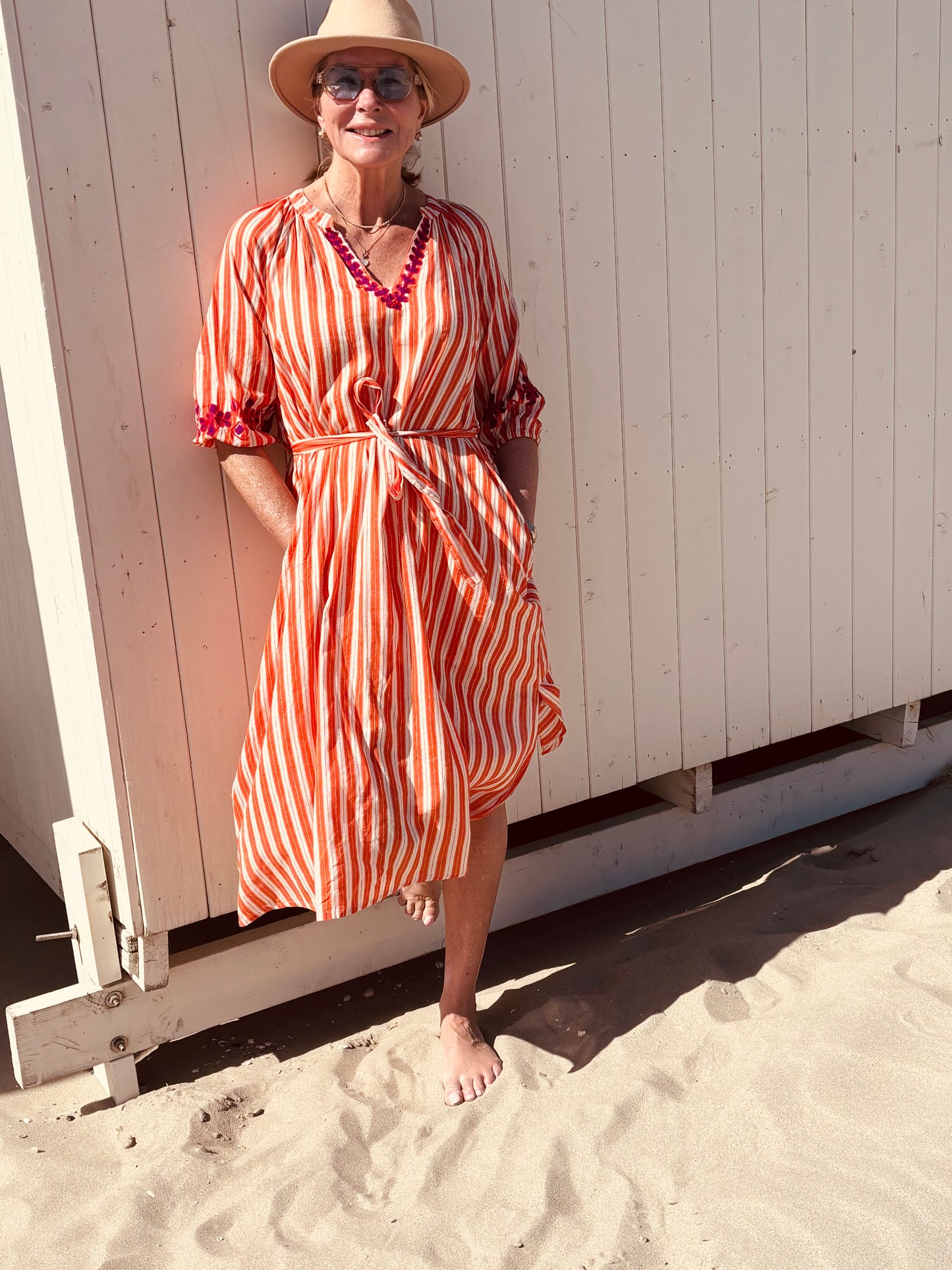Jurk streep oranje