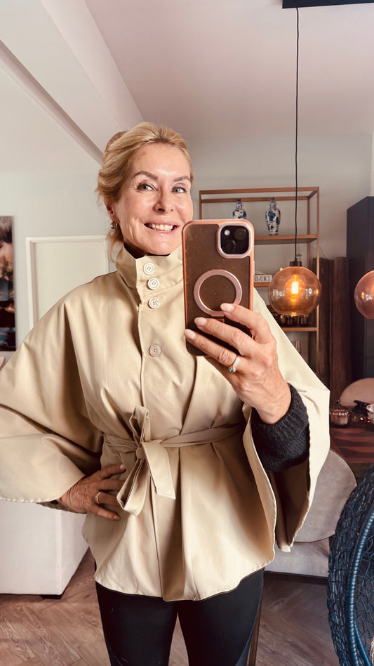Poncho cape beige