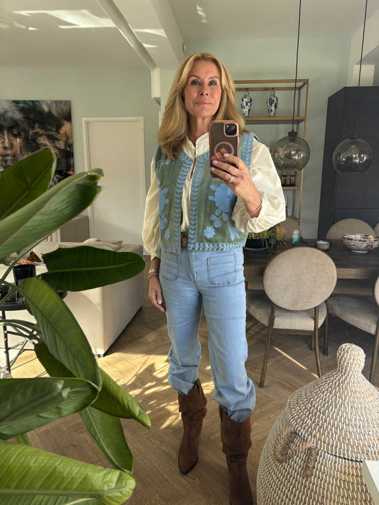 Gilet velvet zacht groen