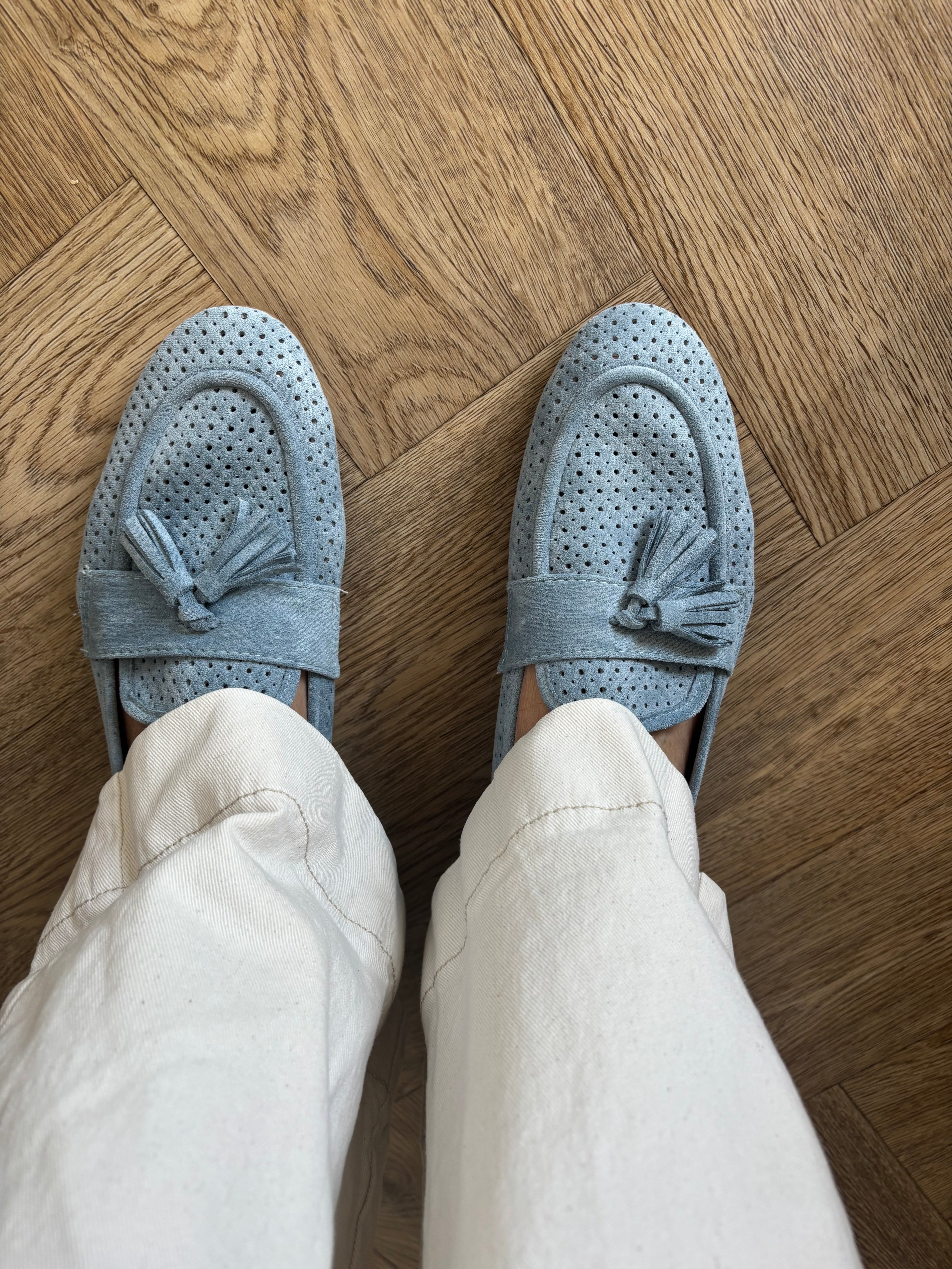 Schoen loafer lichtblauw